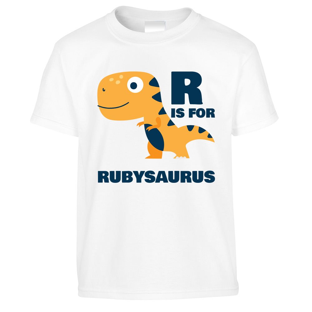 R is for Ruby-saurus Dinosaur Kids T Shirt