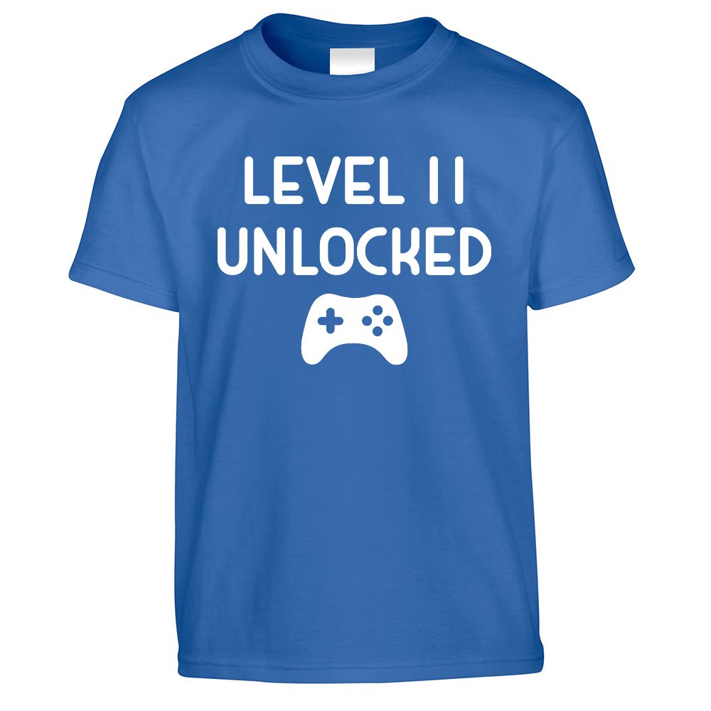 Gamers 11th Birthday Kids T Shirt Level 11 Unlocked Kids Childs