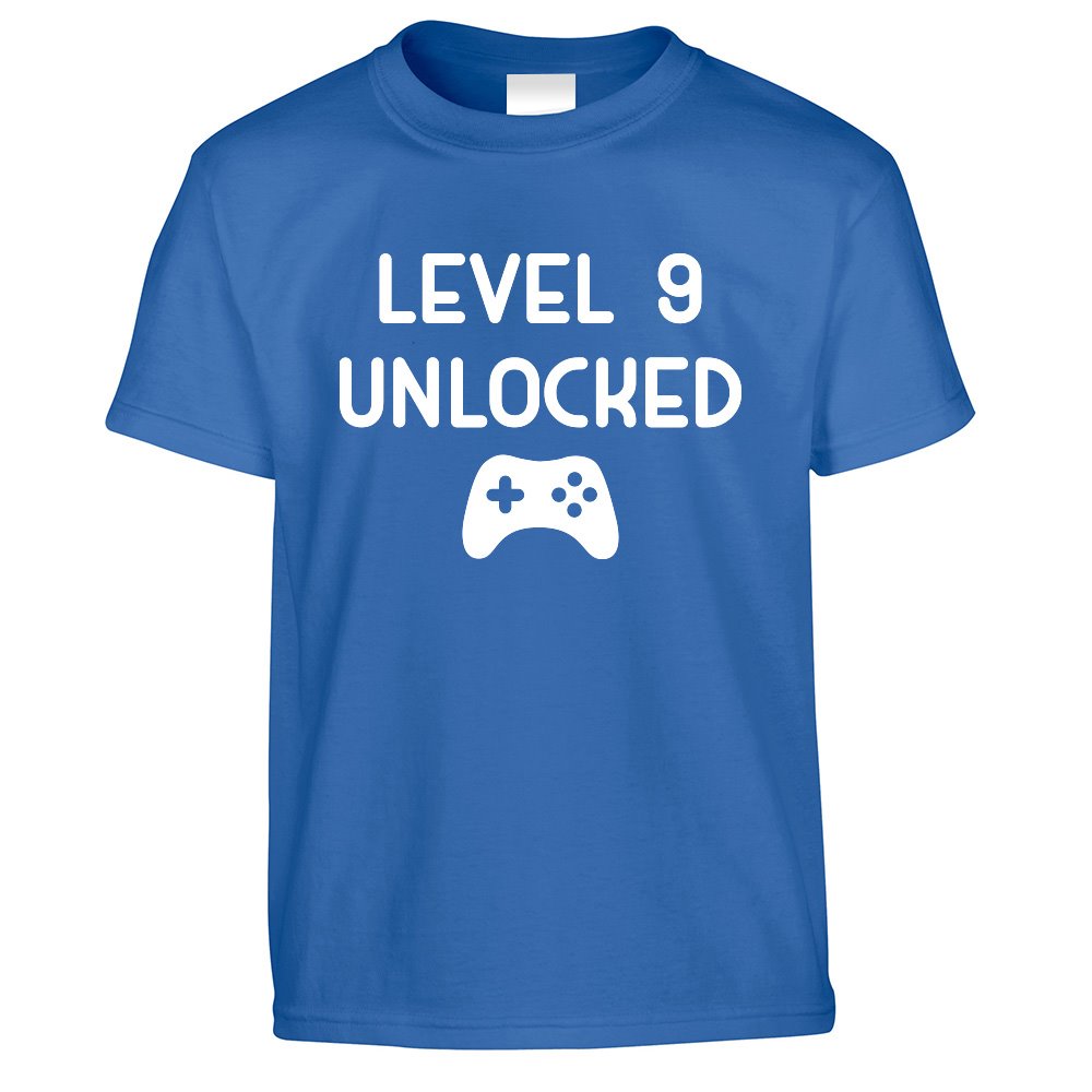 Gamers 9th Birthday Kids T Shirt Level 9 Unlocked Kids Childs