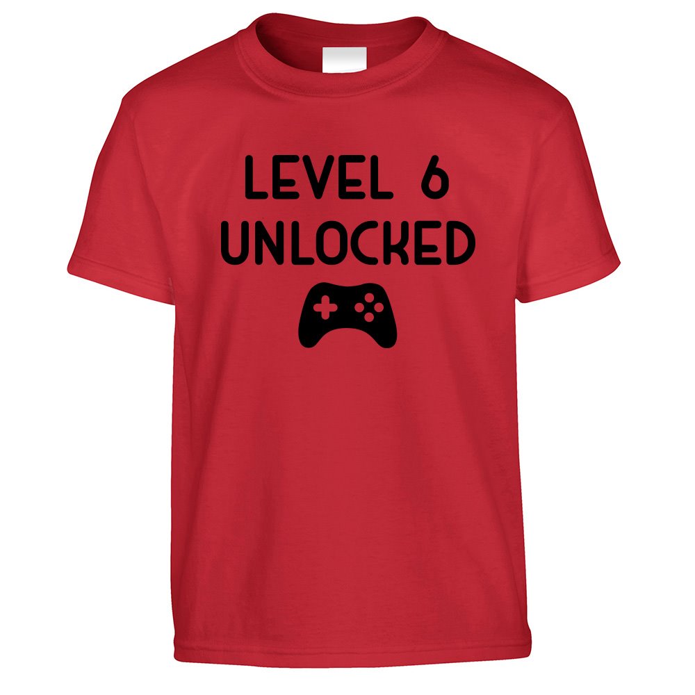 Gamers 6th Birthday Kids T Shirt Level 6 Unlocked Kids Childs