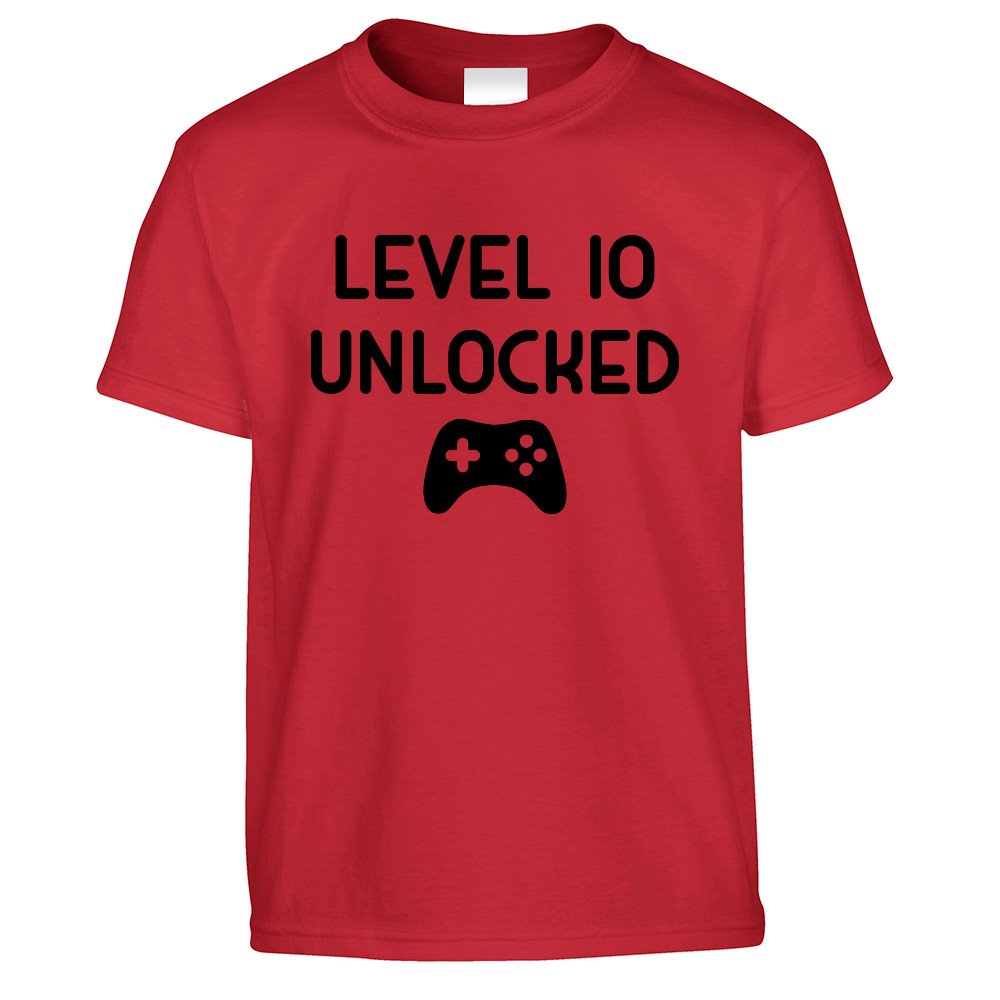 Gamers 10th Birthday Kids T Shirt Level 10 Unlocked Kids Childs