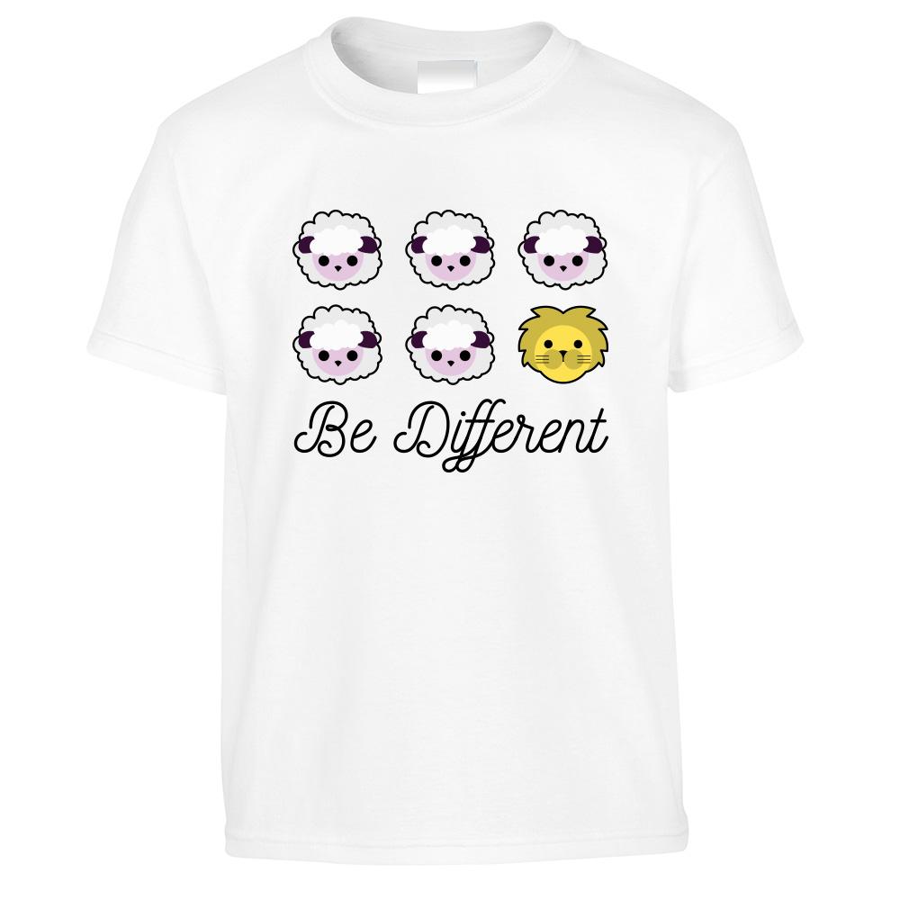 Novelty Kids T Shirt Be Different Cartoon Sheep Slogan Childs