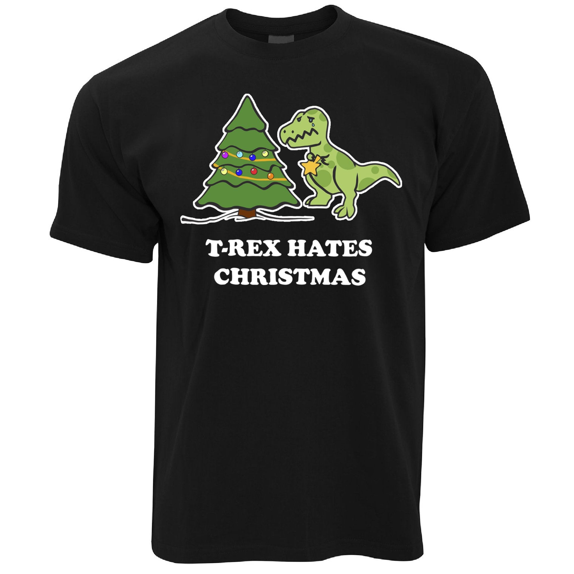 Novelty Xmas T Shirt T-Rex Hates Christmas Joke