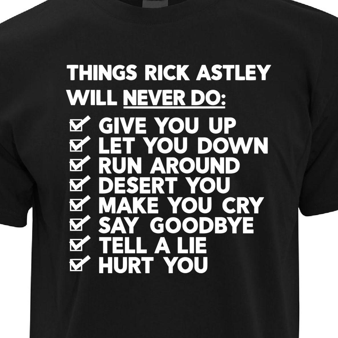 Things Rick Astley Would Never Do T Shirt