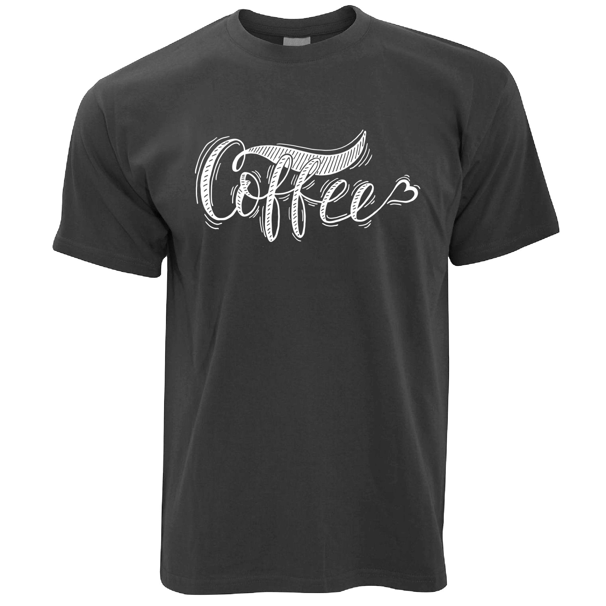 Novelty Slogan T Shirt Coffee Heart Logo