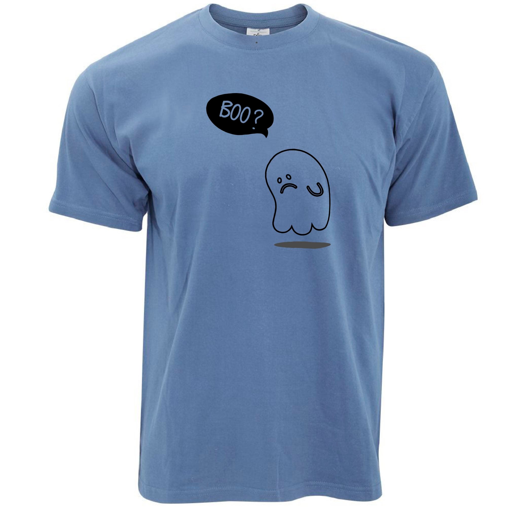 Novelty Halloween T Shirt Sad Ghost Joke