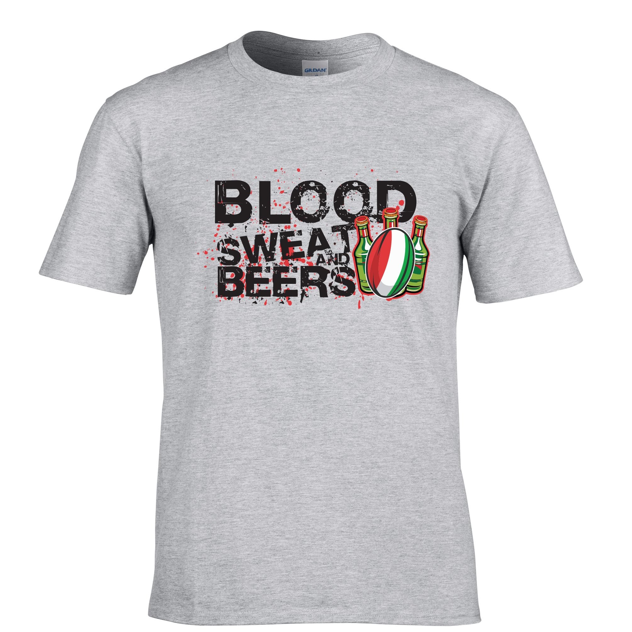 Italy Rugby Supporters T Shirt Blood, Sweat And Beers