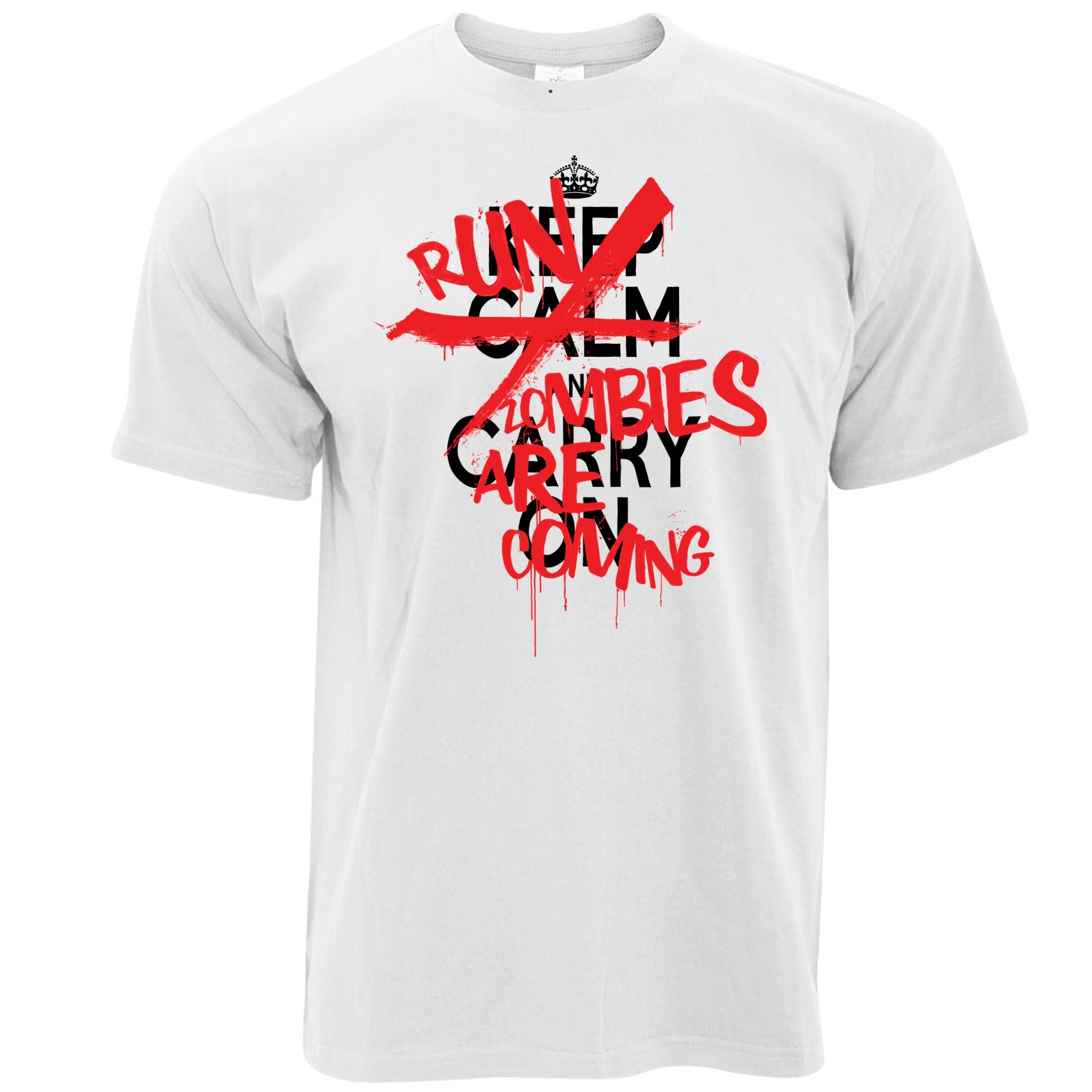 Mens Keep Calm & Carry On | Run, Zombies Are Coming T Shirt Tee