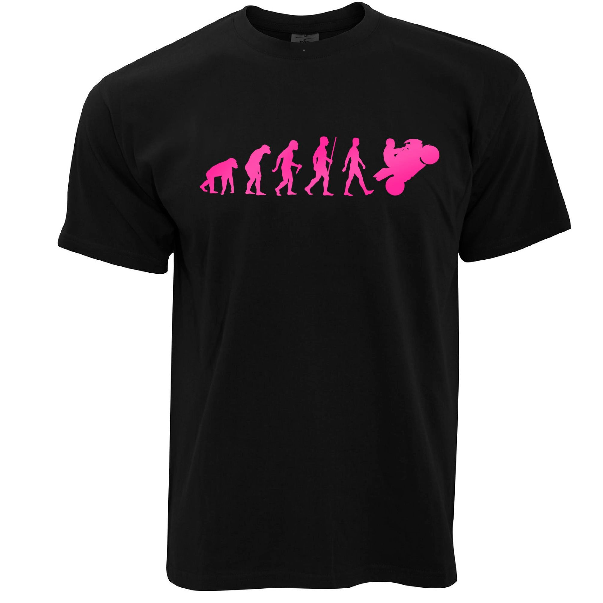 Neon Pink Evolution of a Motorbike T Shirt