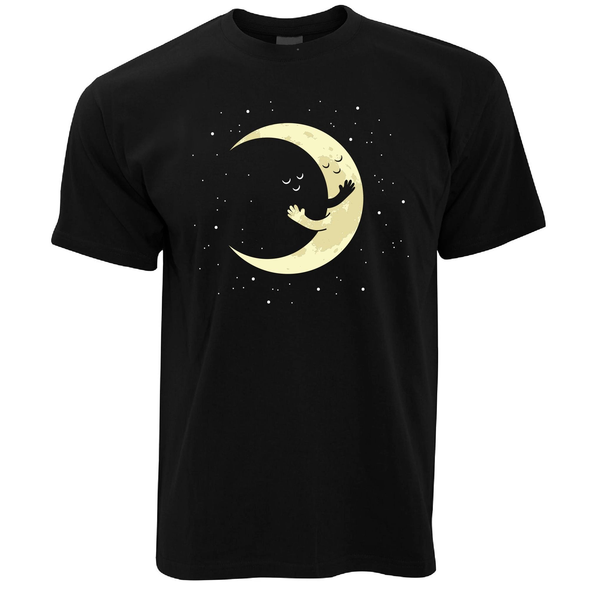 Cute Moon T Shirt Hugging Night Sky Cartoon