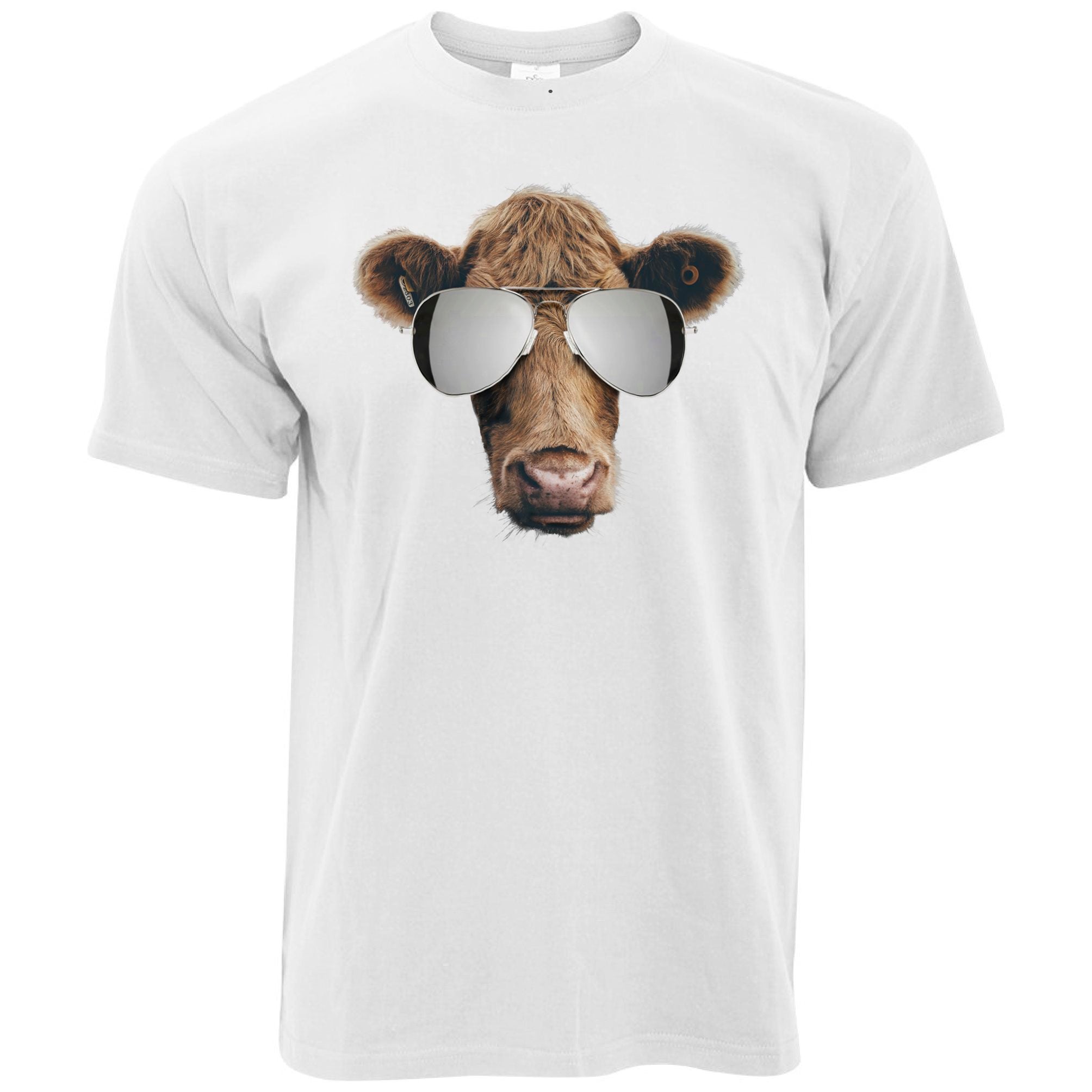 Summer Art T Shirt Cow Wearing Sunglasses