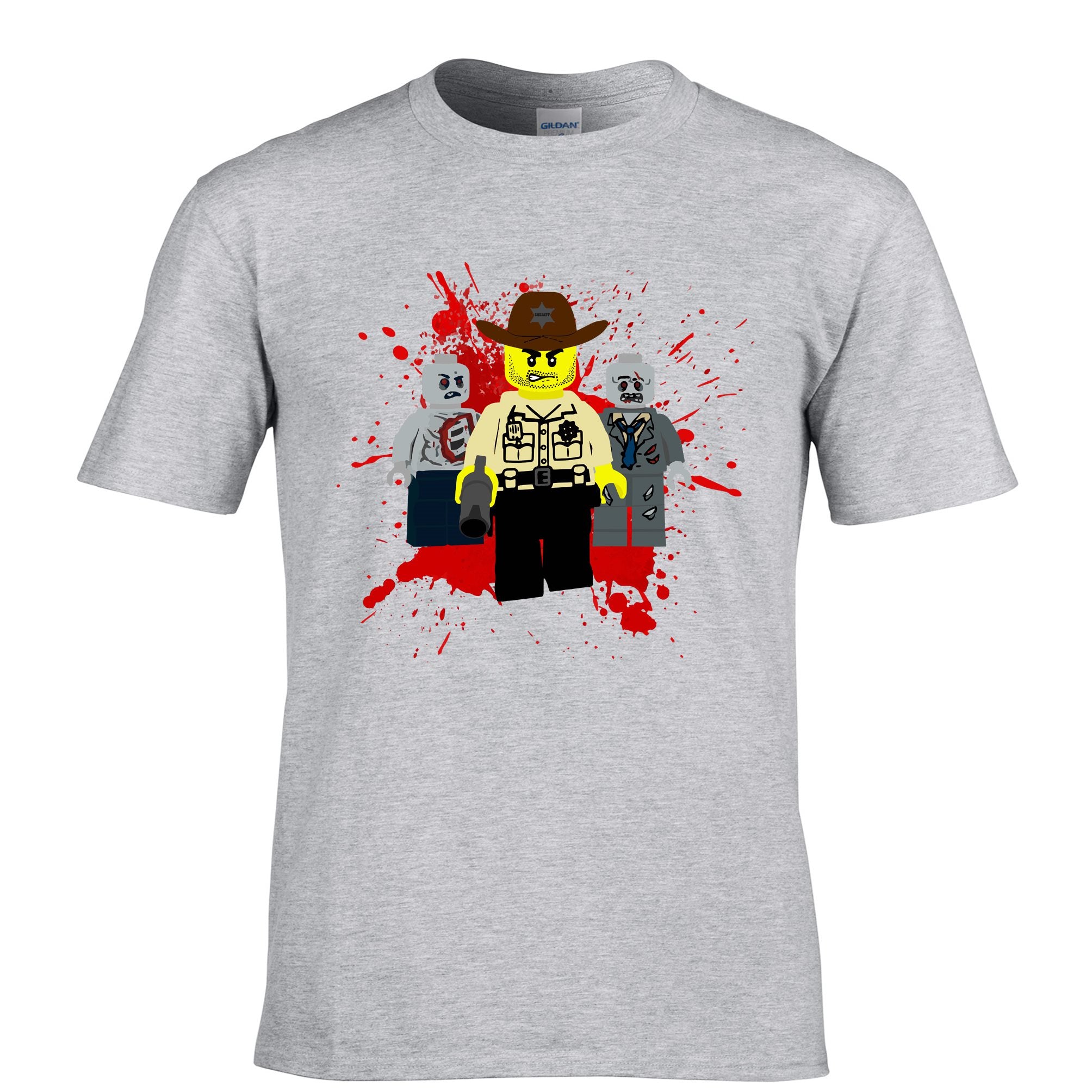 Walking Bricks T Shirt Rick and Zombies