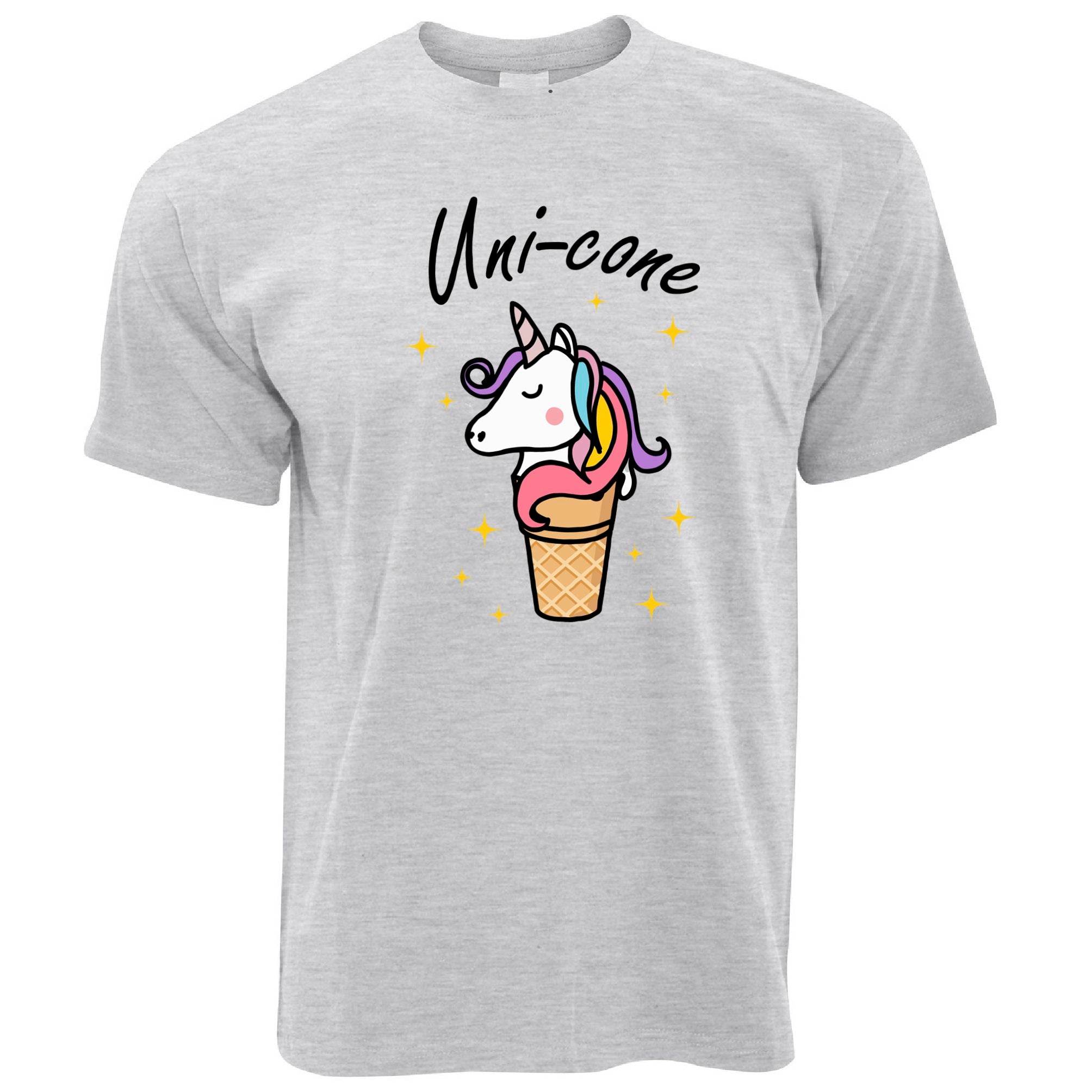 Mens Fantasy Joke T Shirt Uni-Cone Ice Cream Unicorn Pun Tee