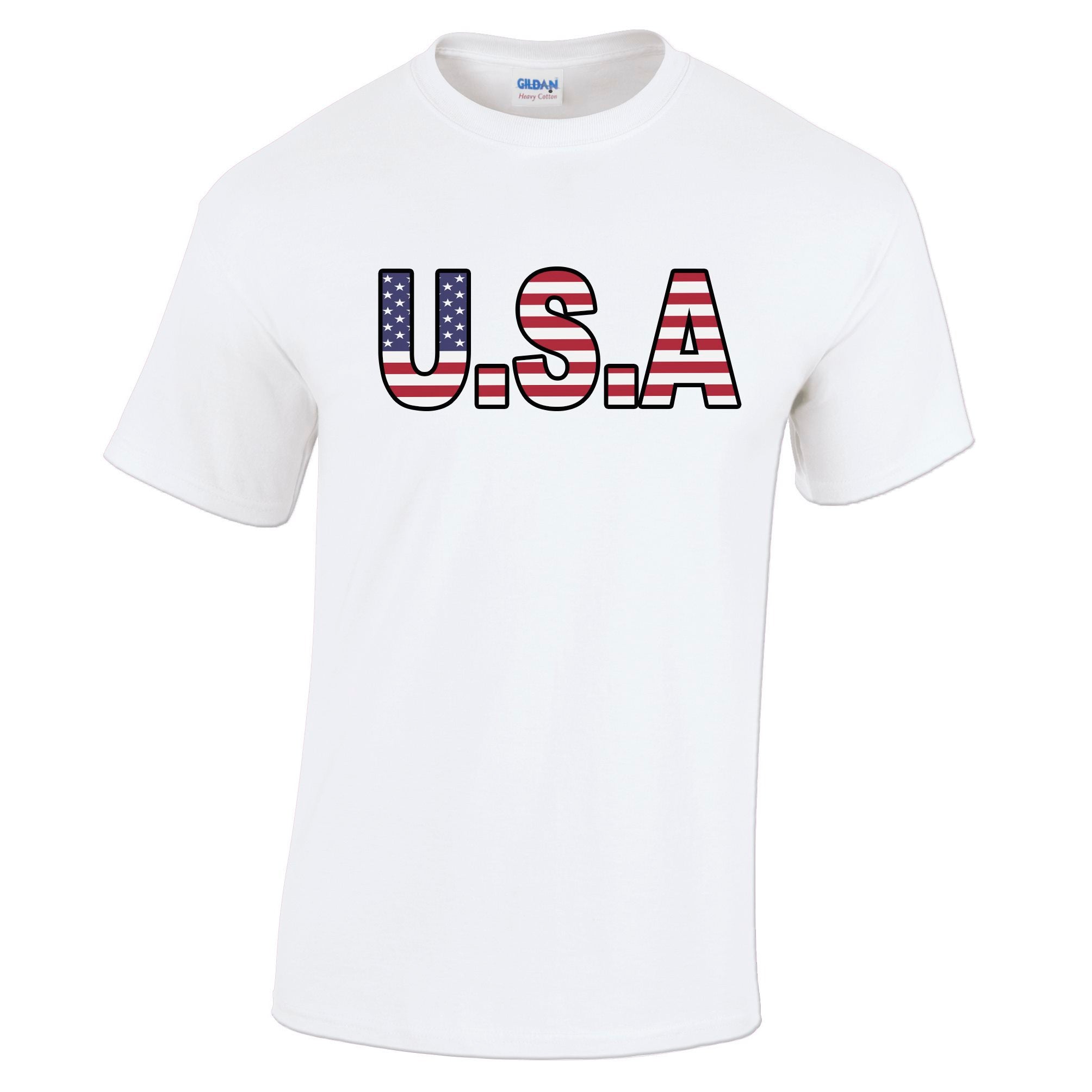 American T Shirt USA Stylised Flag Text