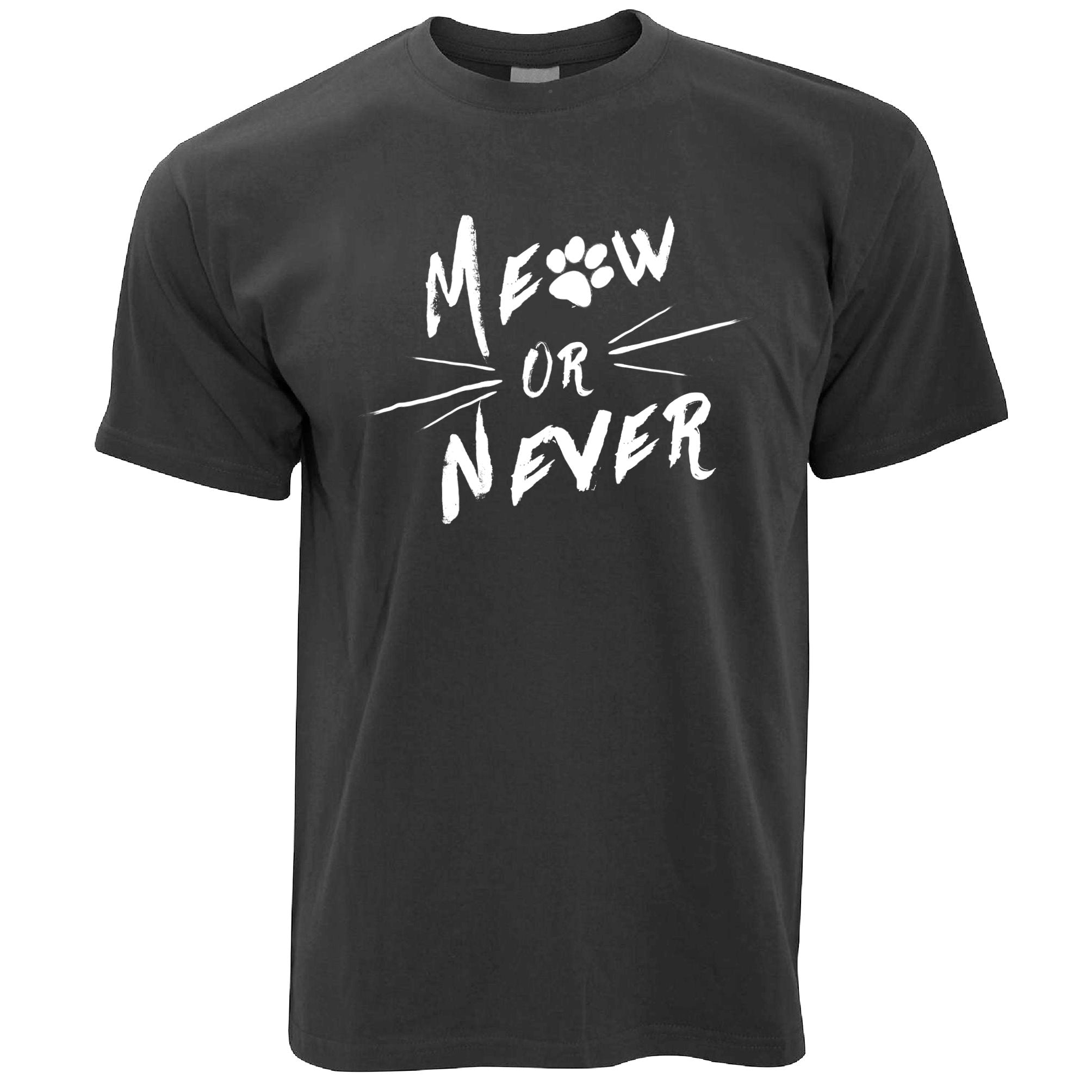 Novelty Pet T Shirt Meow Or Never Cat Slogan