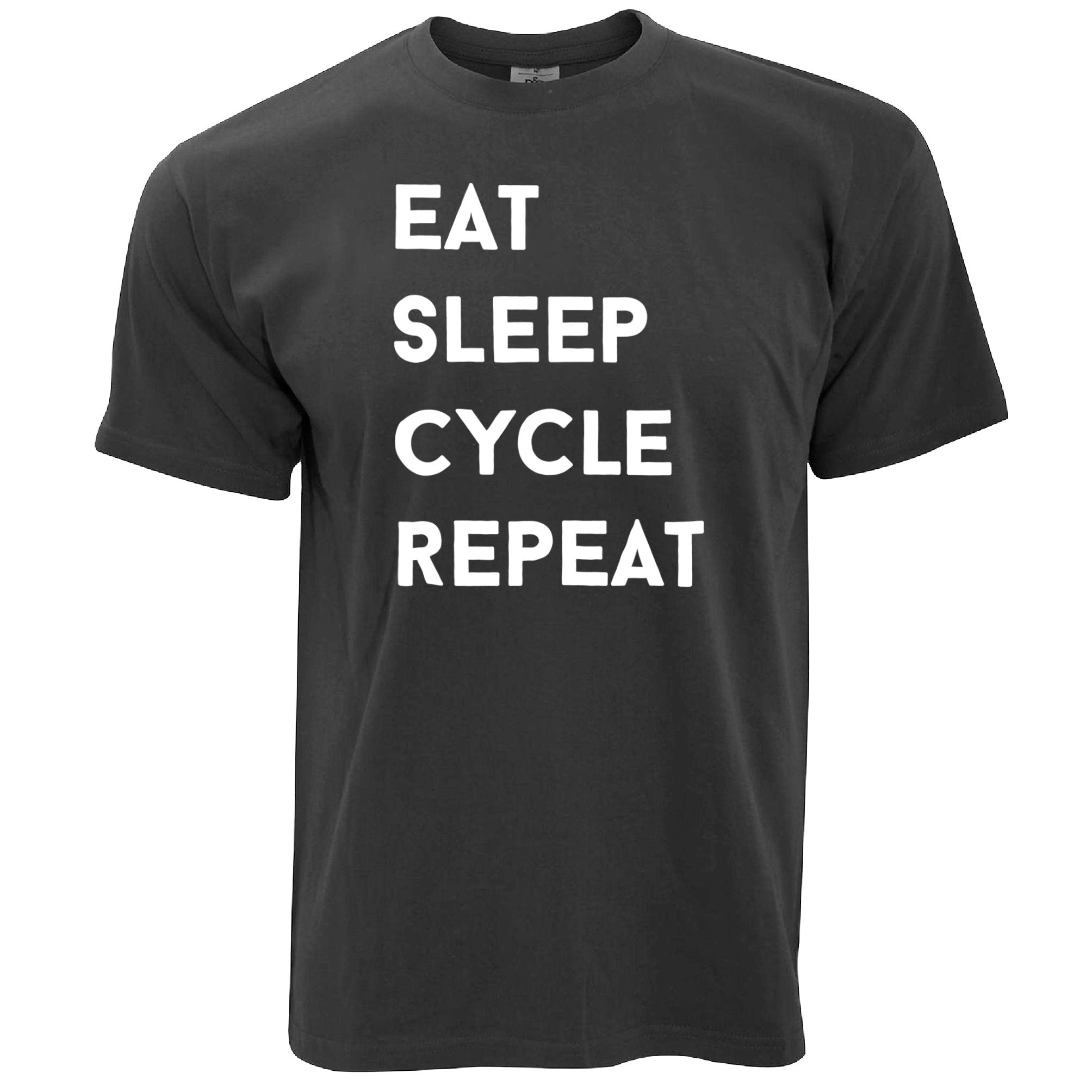 Biking T Shirt Eat, Sleep, Cycle, Repeat Slogan