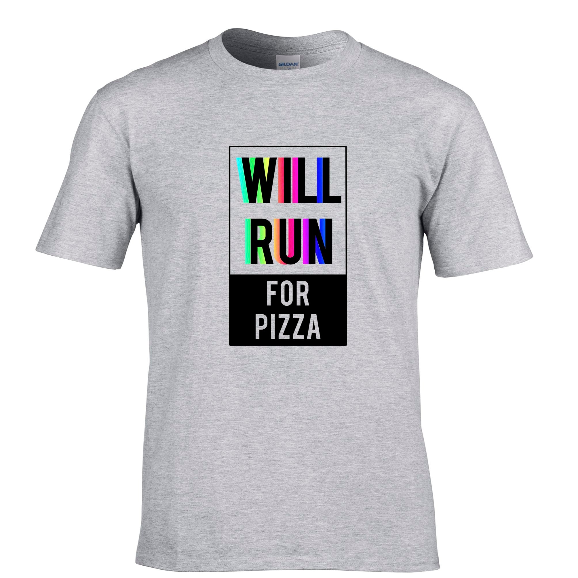 Novelty T Shirt Will Run For Pizza Slogan