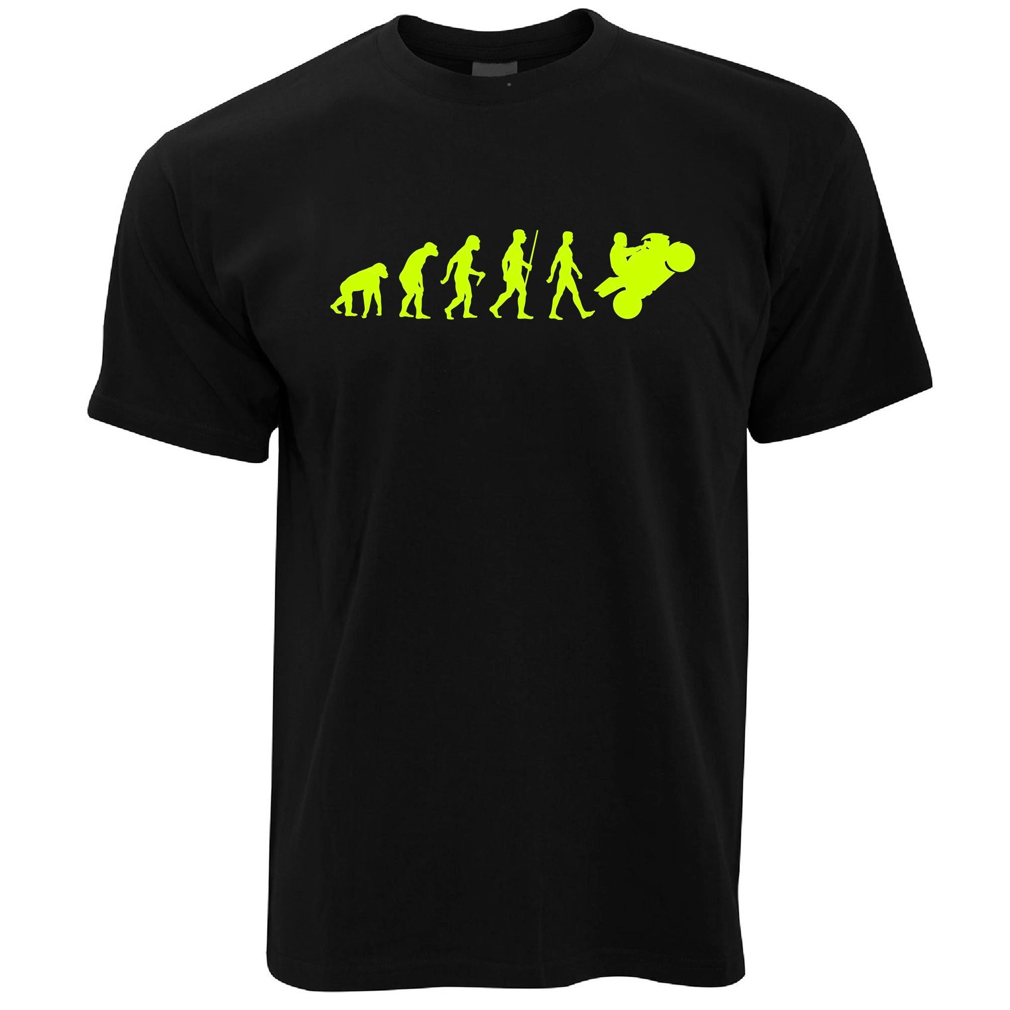 Biking T Shirt Evolution Of A Motorbike Neon Yellow