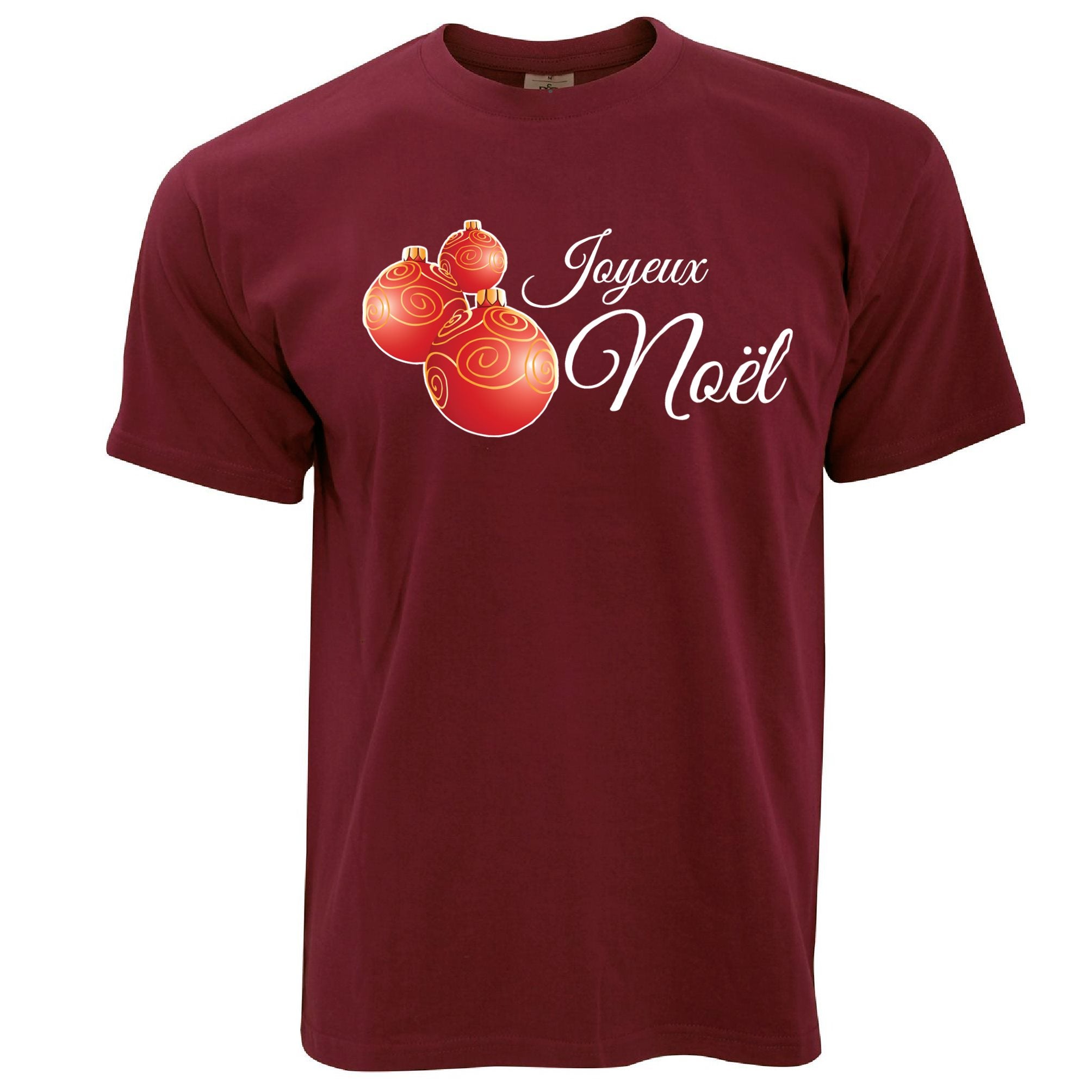 French Christmas T Shirt Joyeux Noël Baubles Slogan