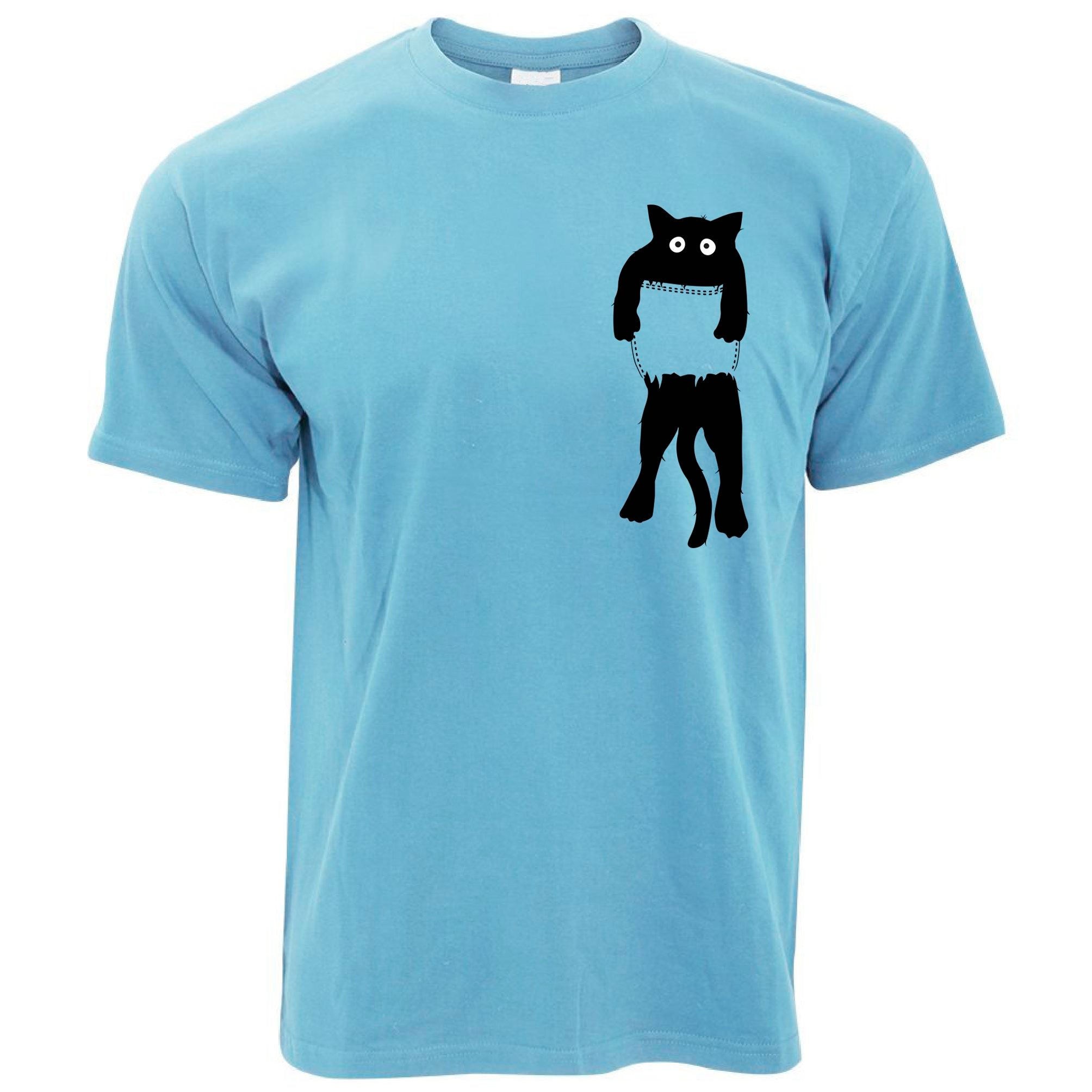 Cute Black Cat Pocket T Shirt