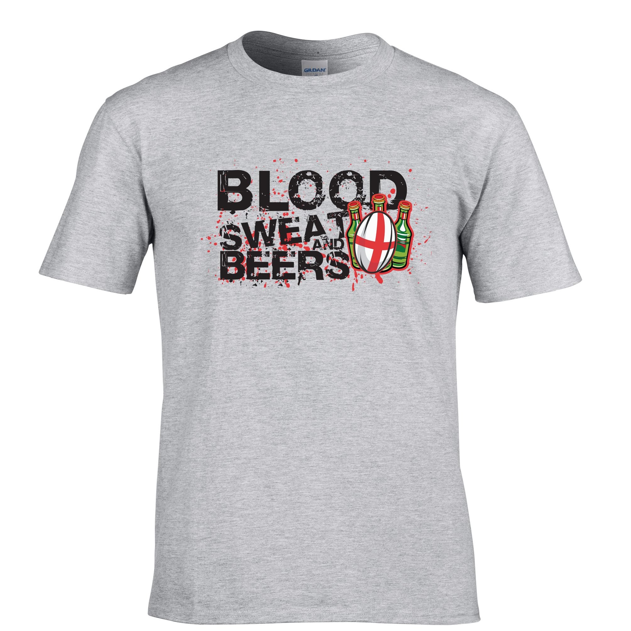 England Rugby Supporter T Shirt Blood, Sweat And Beers