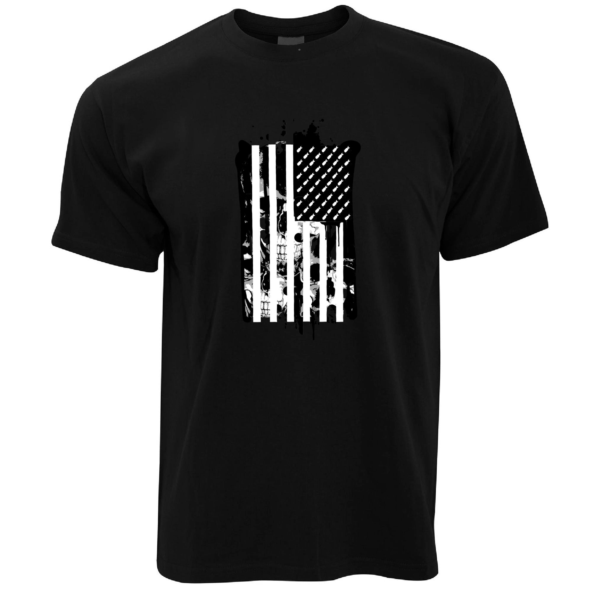 American Flag T Shirt Stylised with Skulls and Bombs