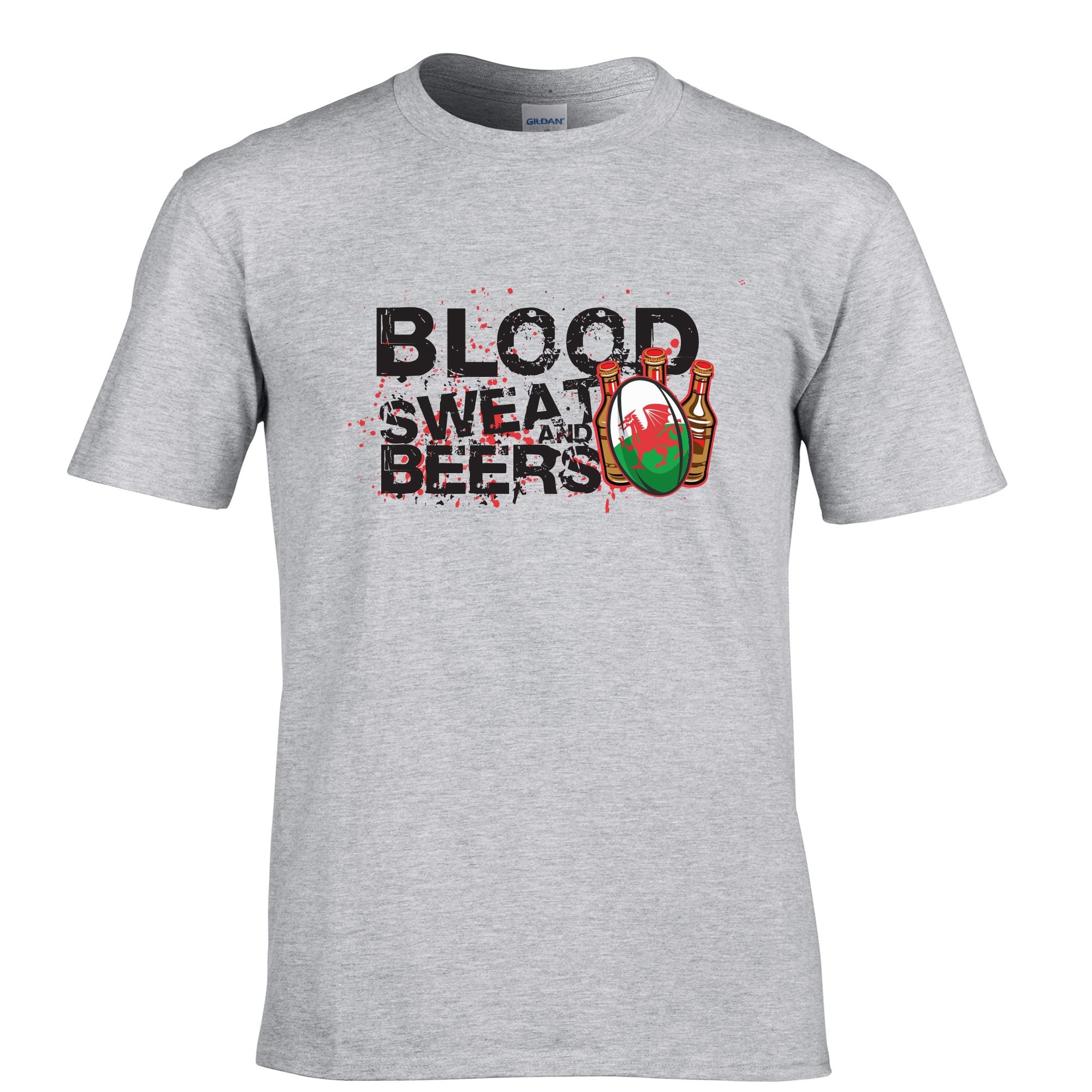 Wales Rugby Supporters T Shirt Blood, Sweat And Beers