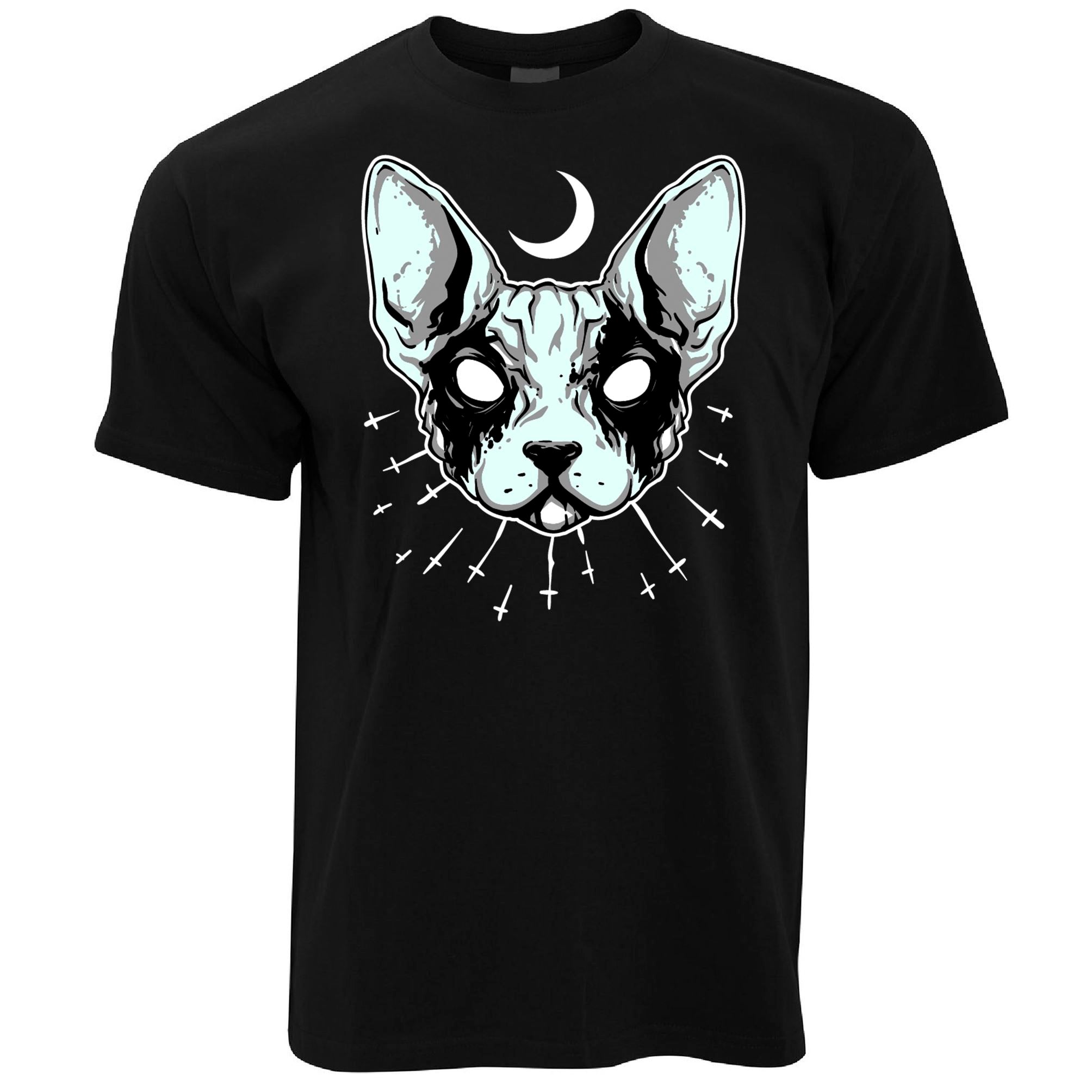 Black Metal T Shirt Gothic Cat Moon Spirit