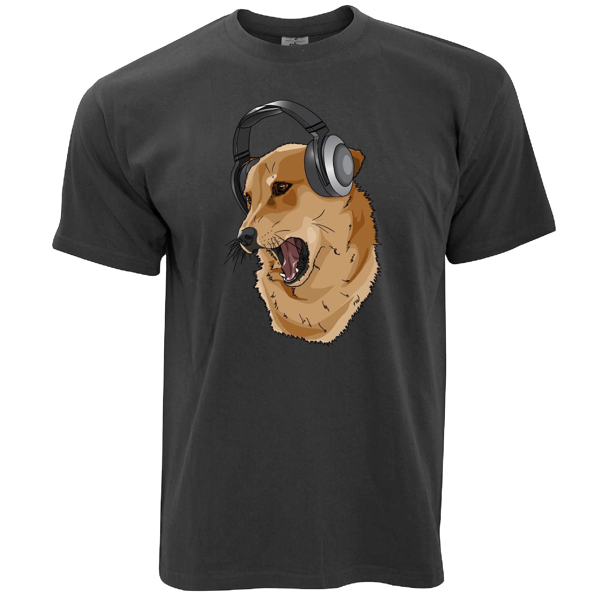 Cute Music T Shirt Shibe Dog Wearing Headphones