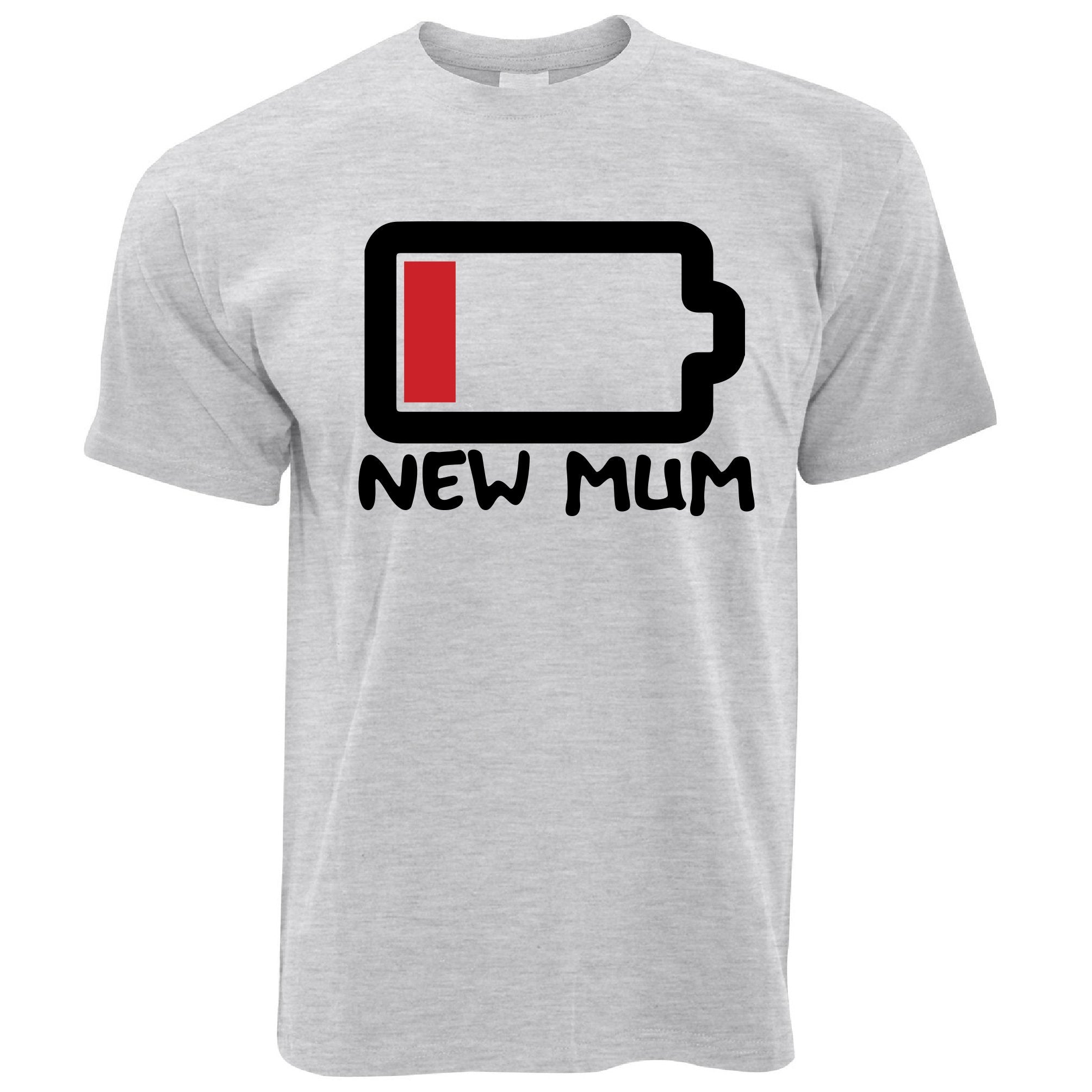 New Mum T Shirt Low Battery Remaining Novelty Joke