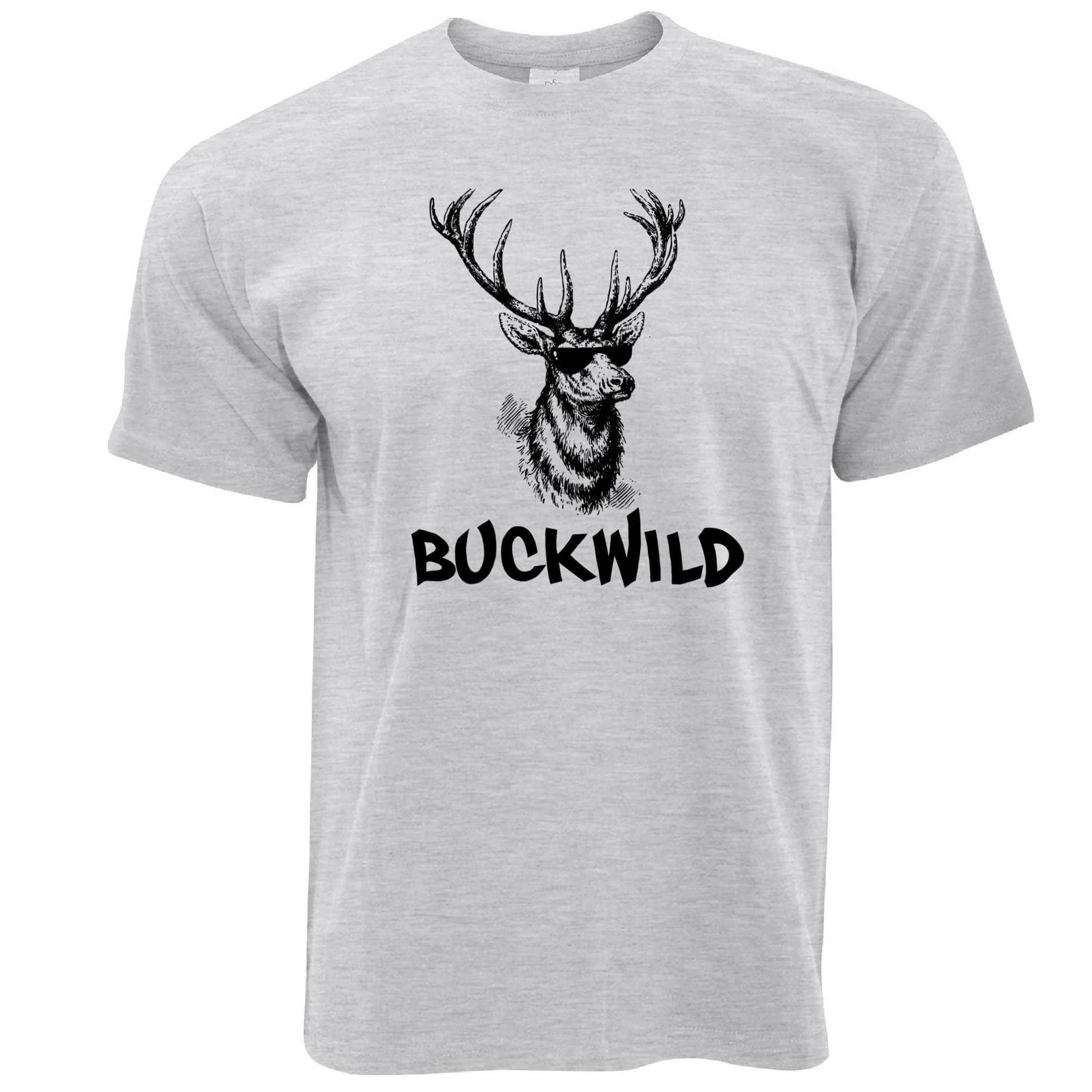 Novelty Christmas T Shirt Buckwild Cool Reindeer