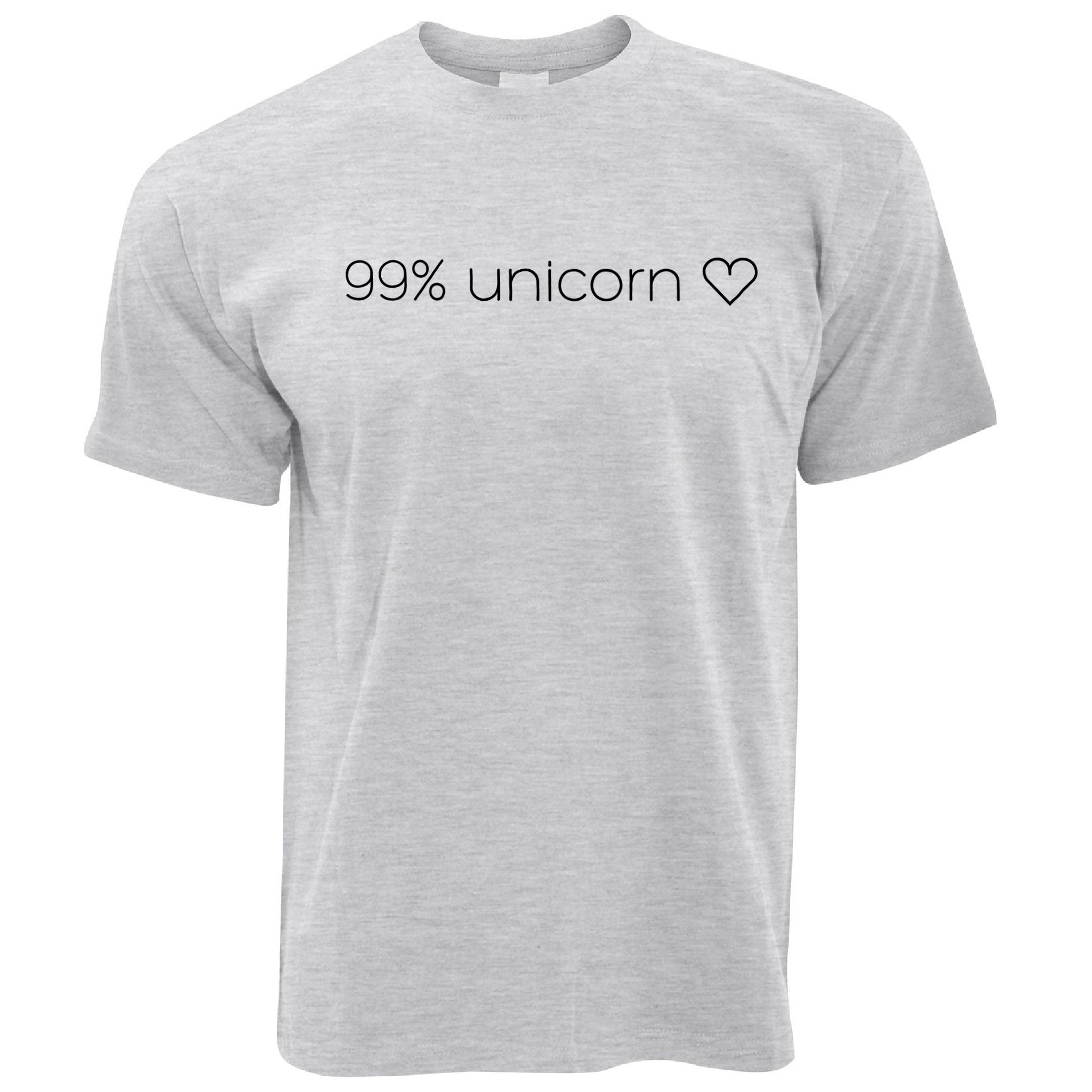 Novelty Mythical T Shirt 99% Unicorn Heart Slogan