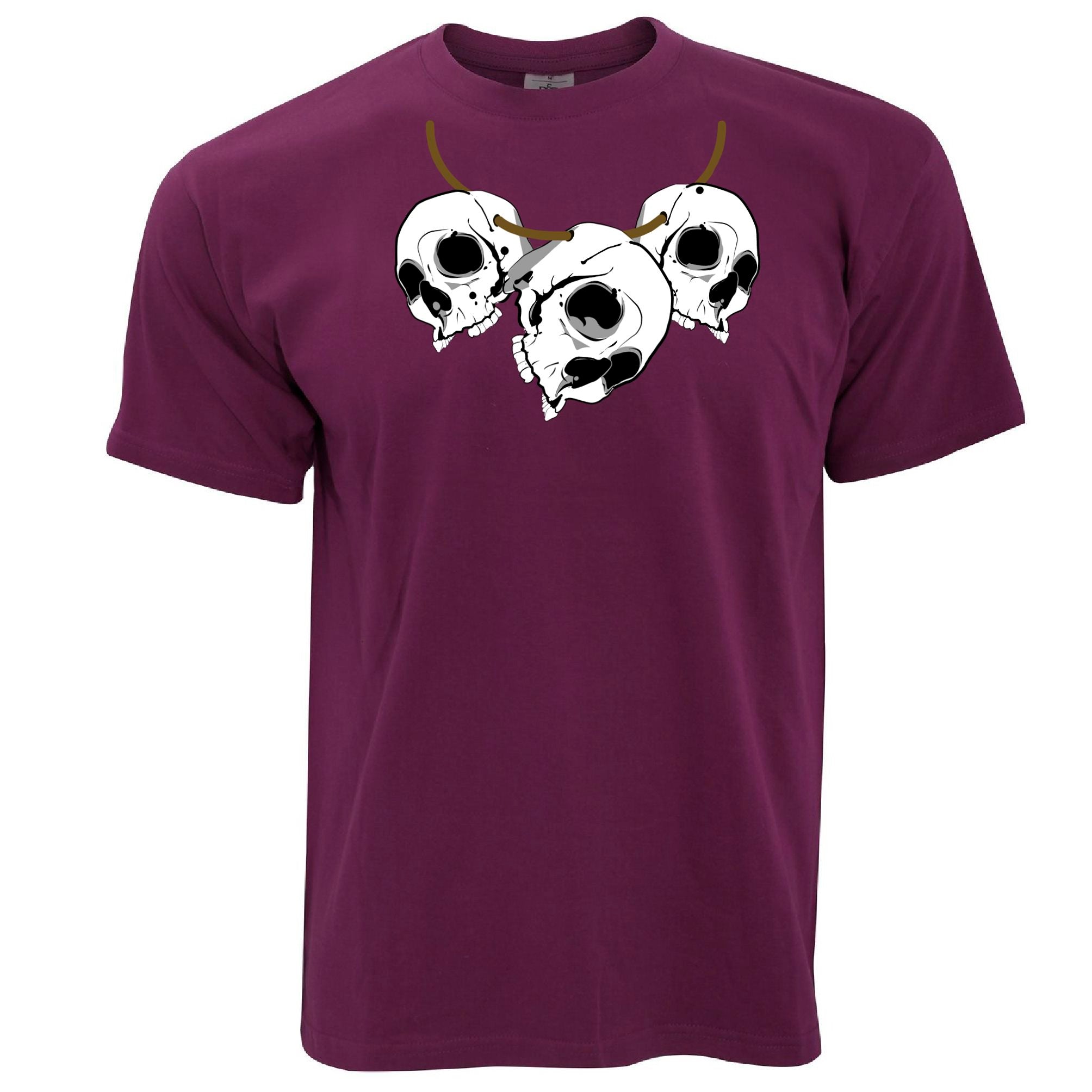 Voodoo T Shirt Three Skull Necklace Tribal Art