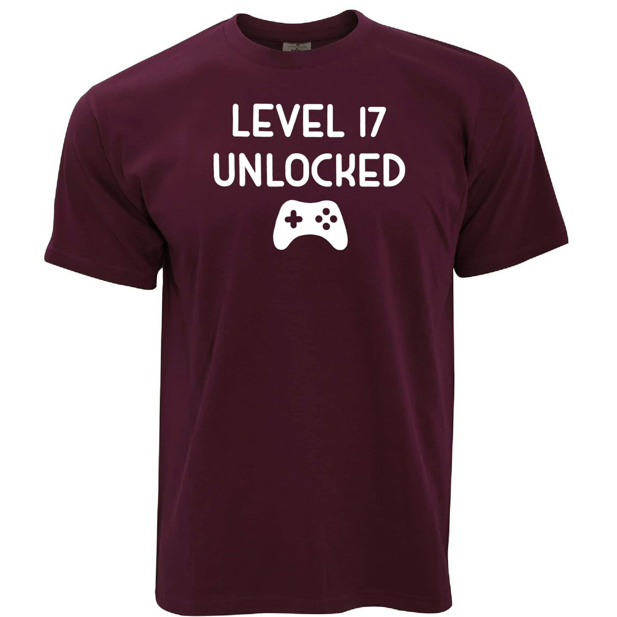 17th Birthday Gamer T Shirt Level 17 Unlocked Slogan