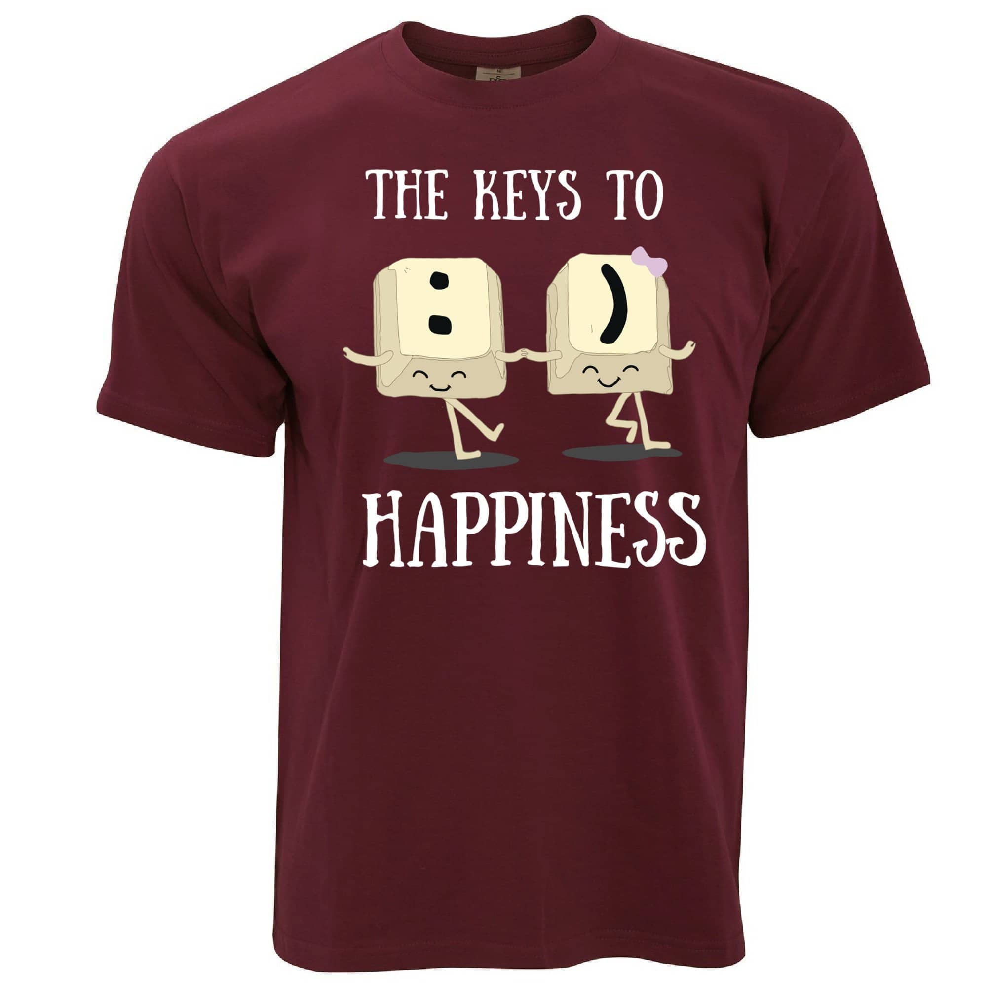 Novelty Computer T Shirt The Keys To Happiness :) Pun