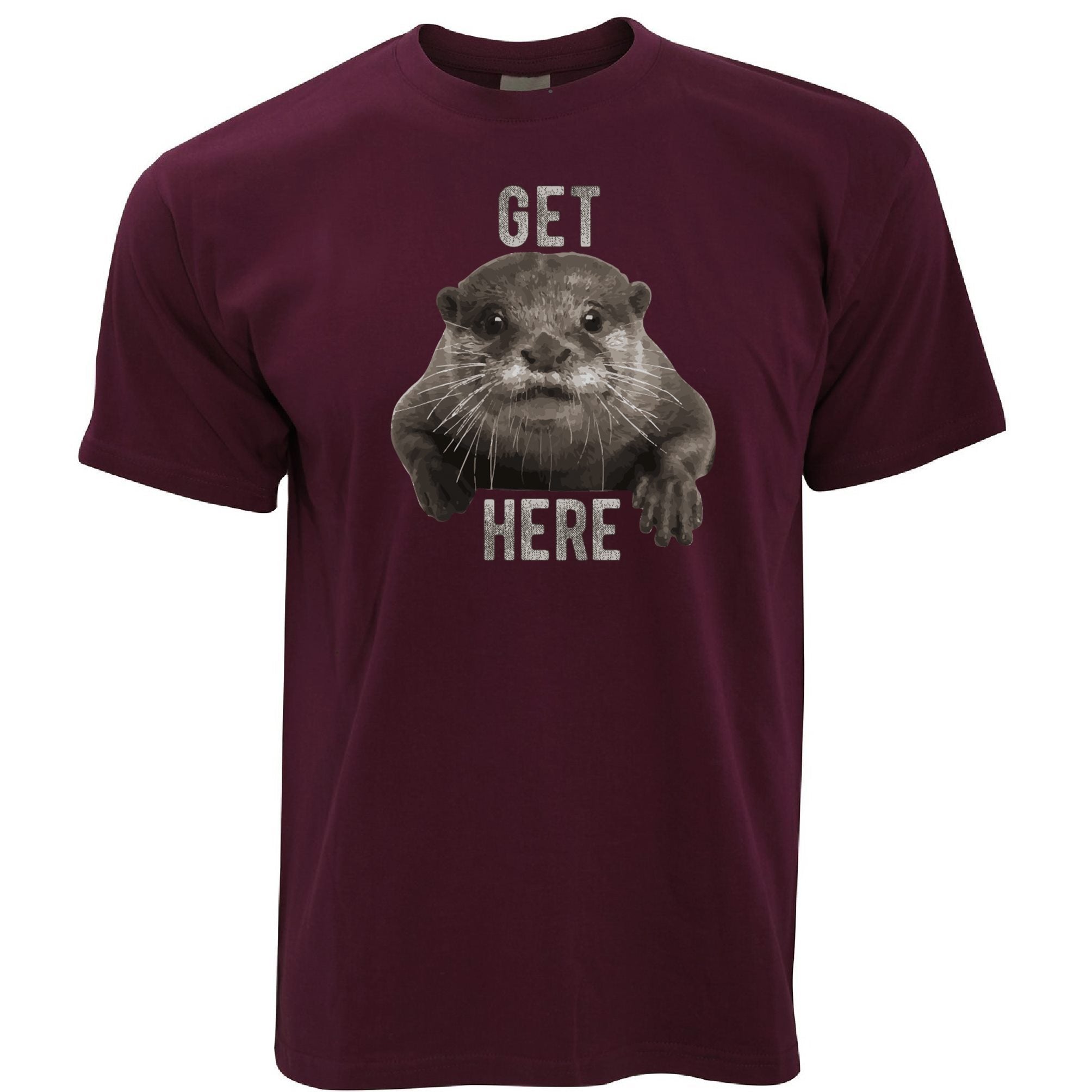 Novelty Animal T Shirt Get Otter Here Pun