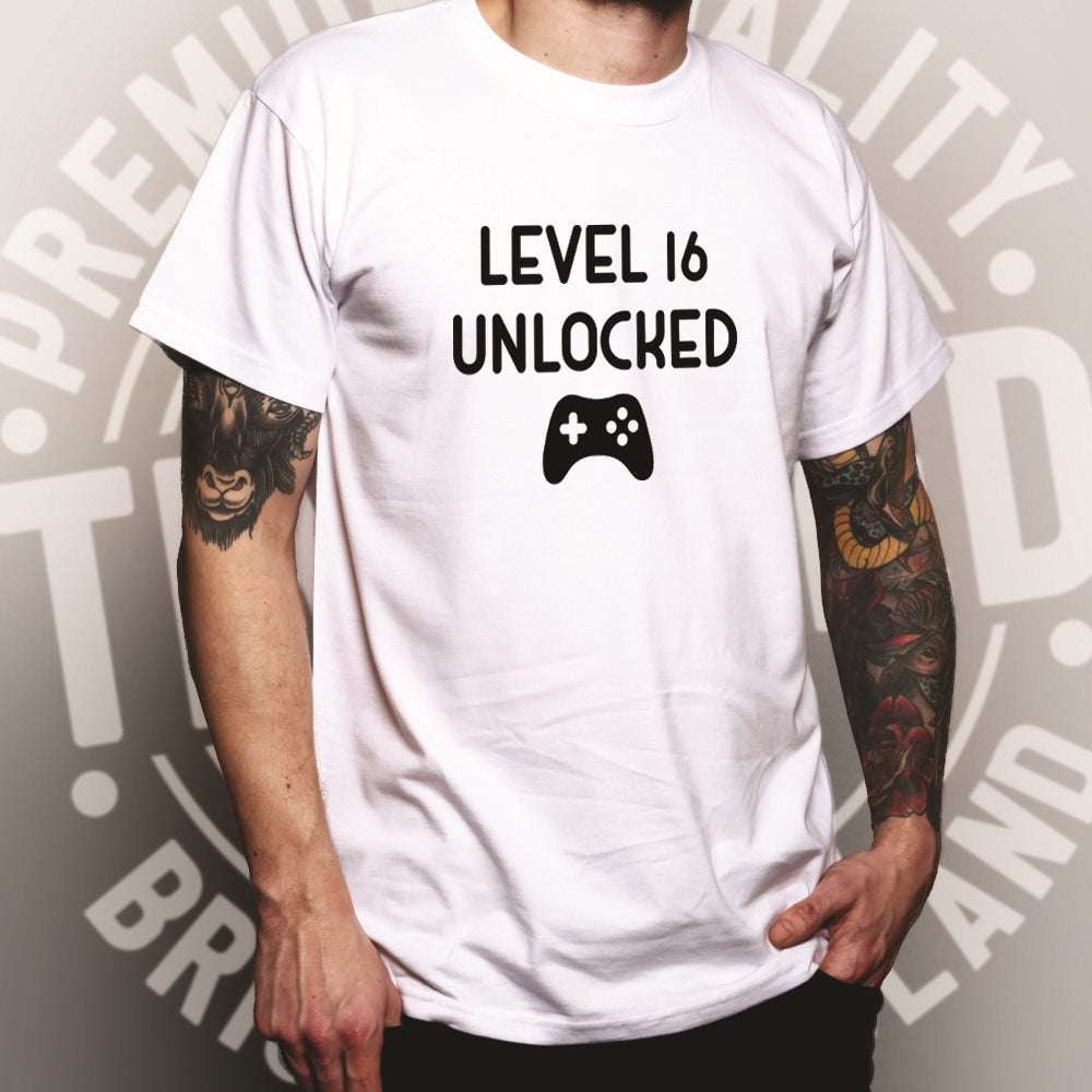 Gamers 16th Birthday T Shirt Level 16 Unlocked