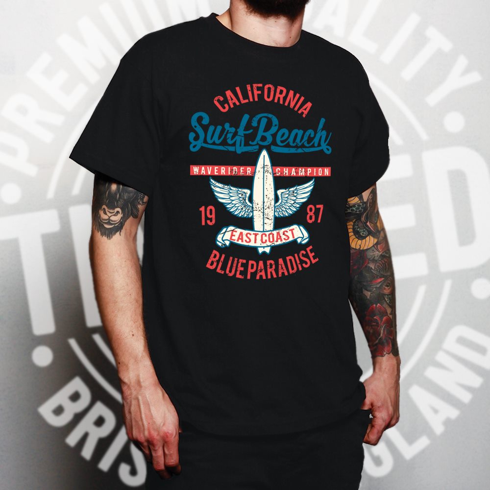 Retro Surfing T Shirt California Surf Beach Champion