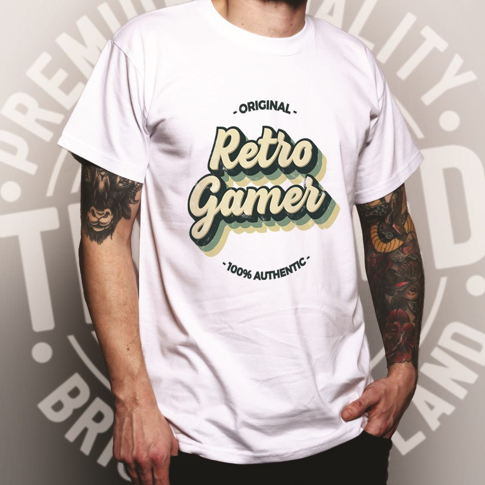 Novelty T Shirt Original Retro Gamer, 100% Authentic