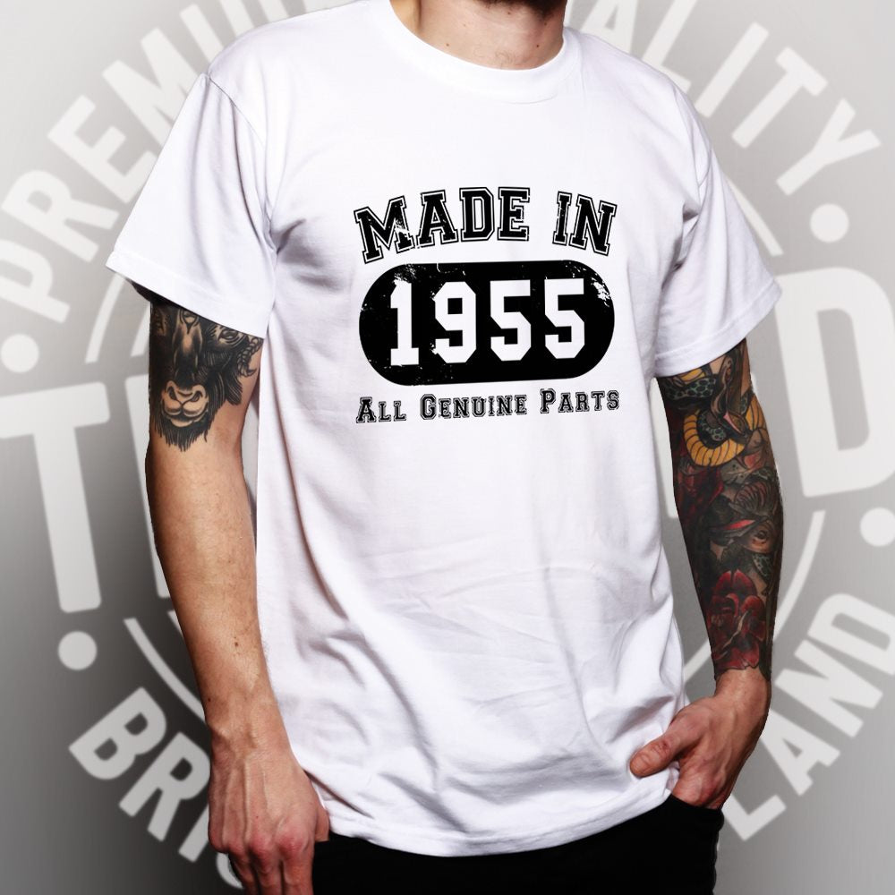 Birthday T Shirt Made in 1955 All Genuine Parts