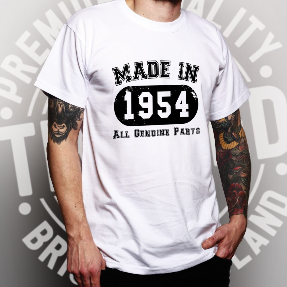 Birthday T Shirt Made in 1954 All Genuine Parts