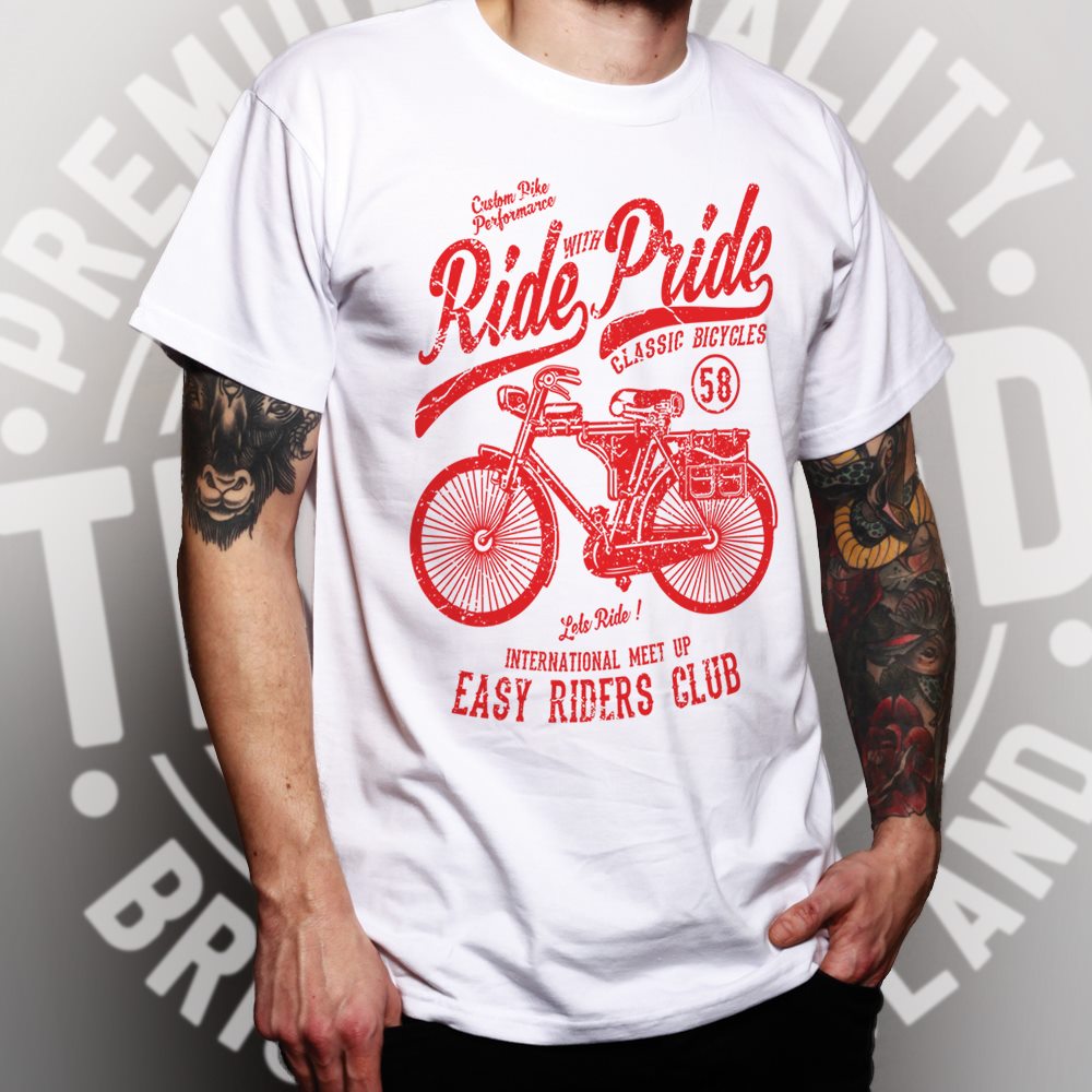 Cycling T Shirt Ride With Pride Retro Cyclist Bike