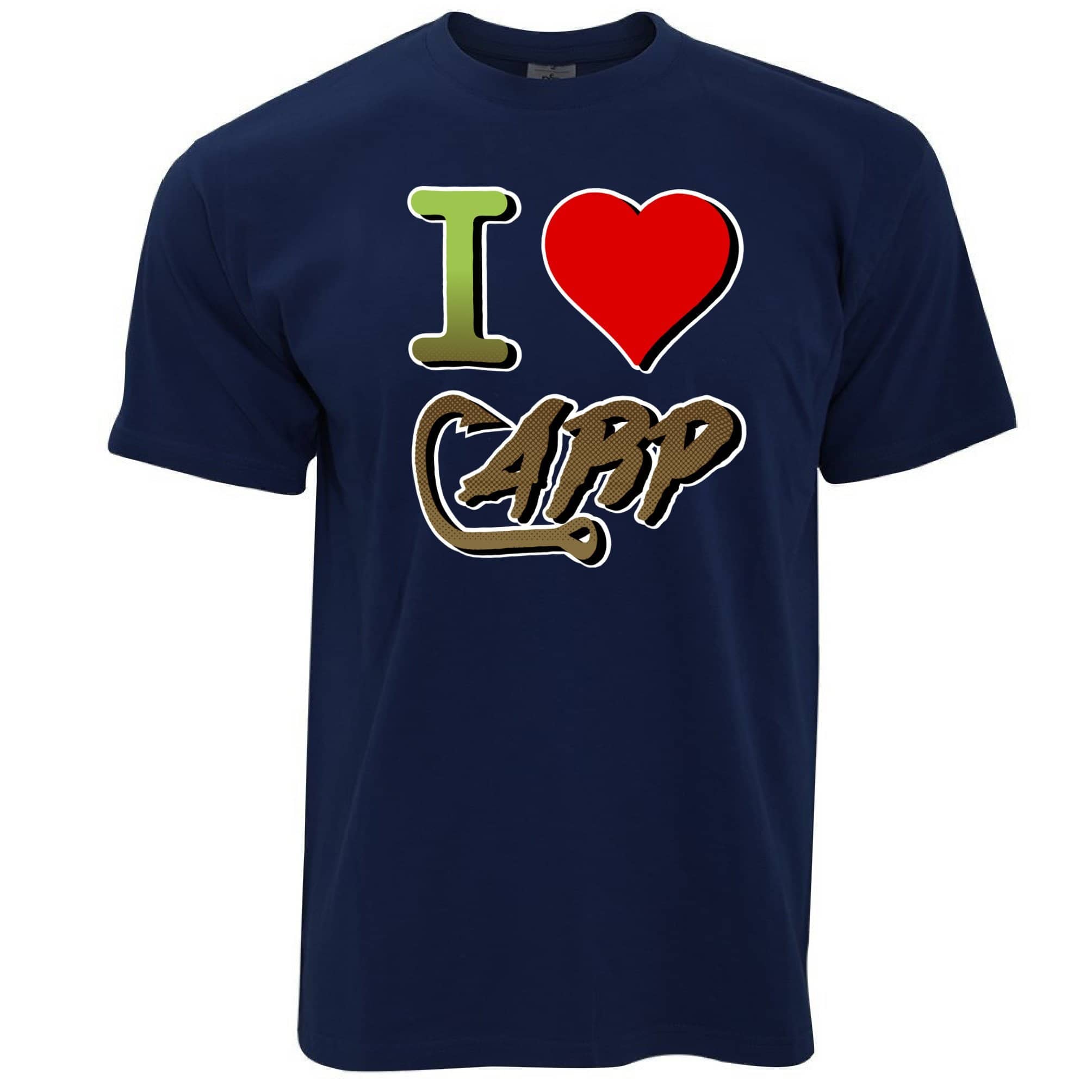 Fishing T Shirt I Love Carp Slogan Heart