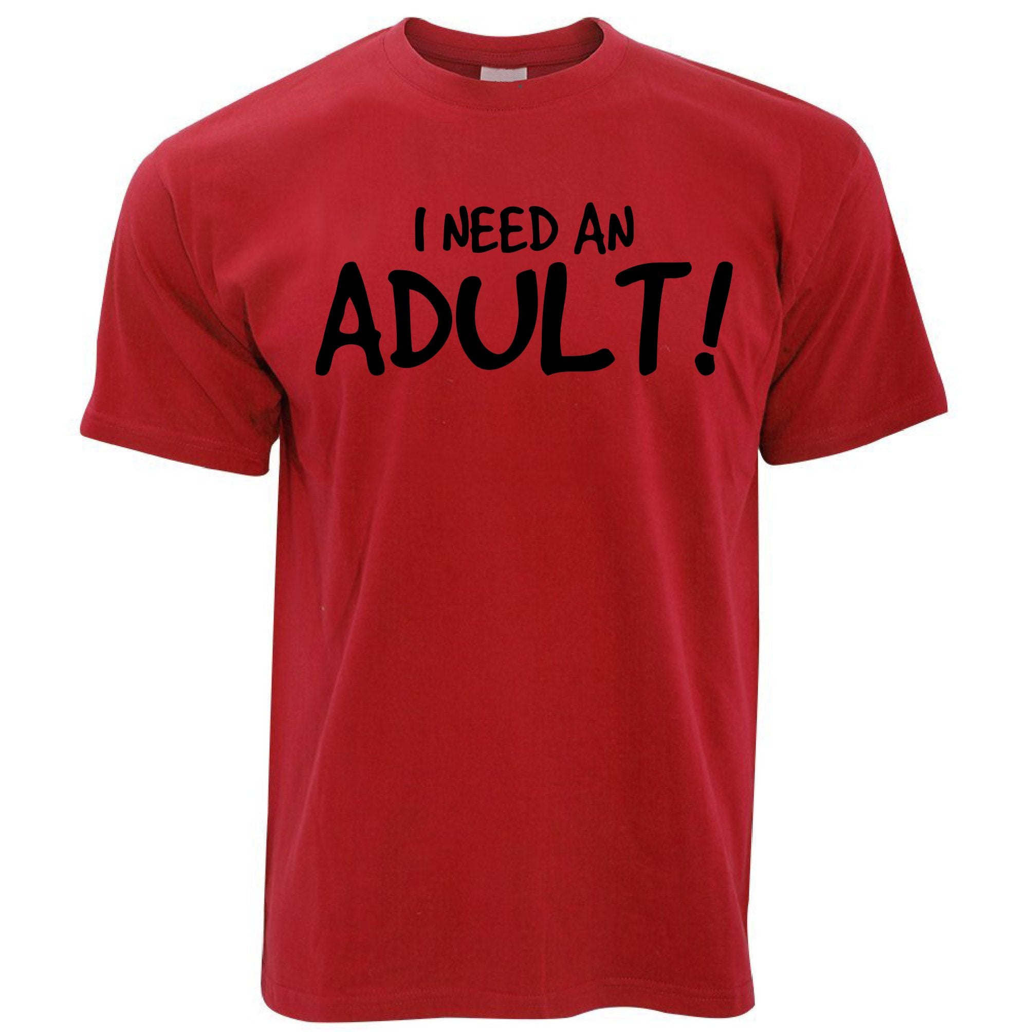 Novelty Slogan T Shirt I Need An Adult Joke