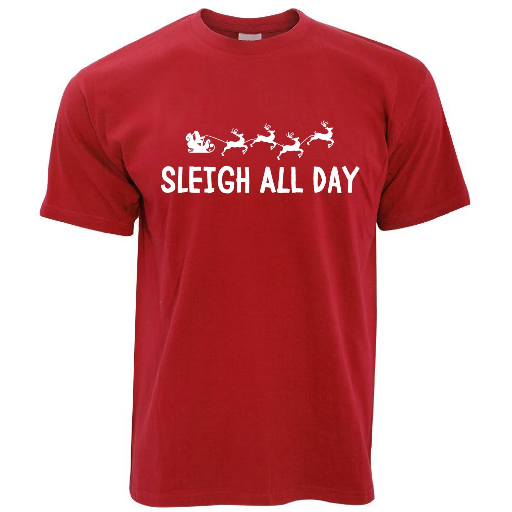 Joke Christmas T Shirt Sleigh Slay All Day Pun Novelty