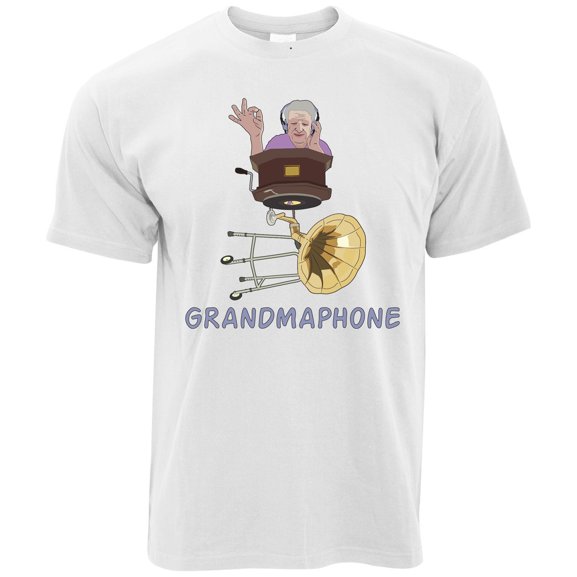 Novelty Music T Shirt Grandmaphone Illustration