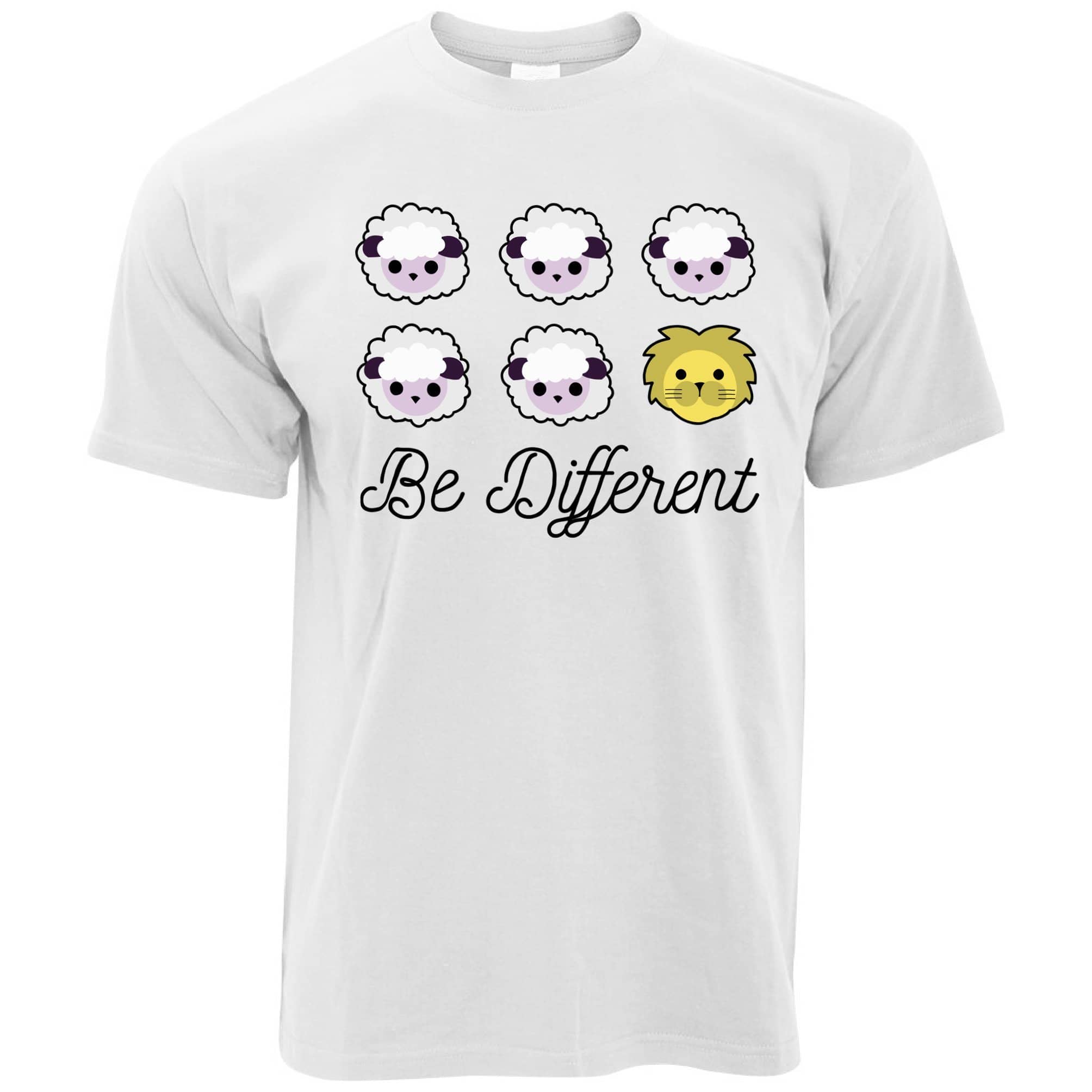 Novelty T Shirt Be Different Cartoon Sheep Slogan