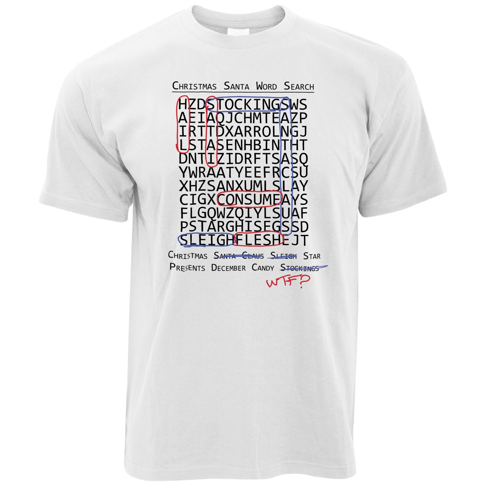 Halloween Christmas T Shirt Crossword Hidden Words