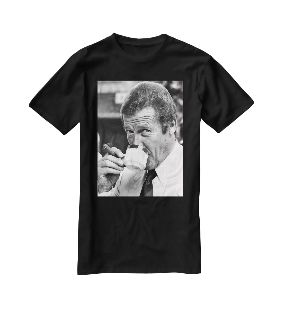 Roger Moore with coffee and a cigar T-Shirt