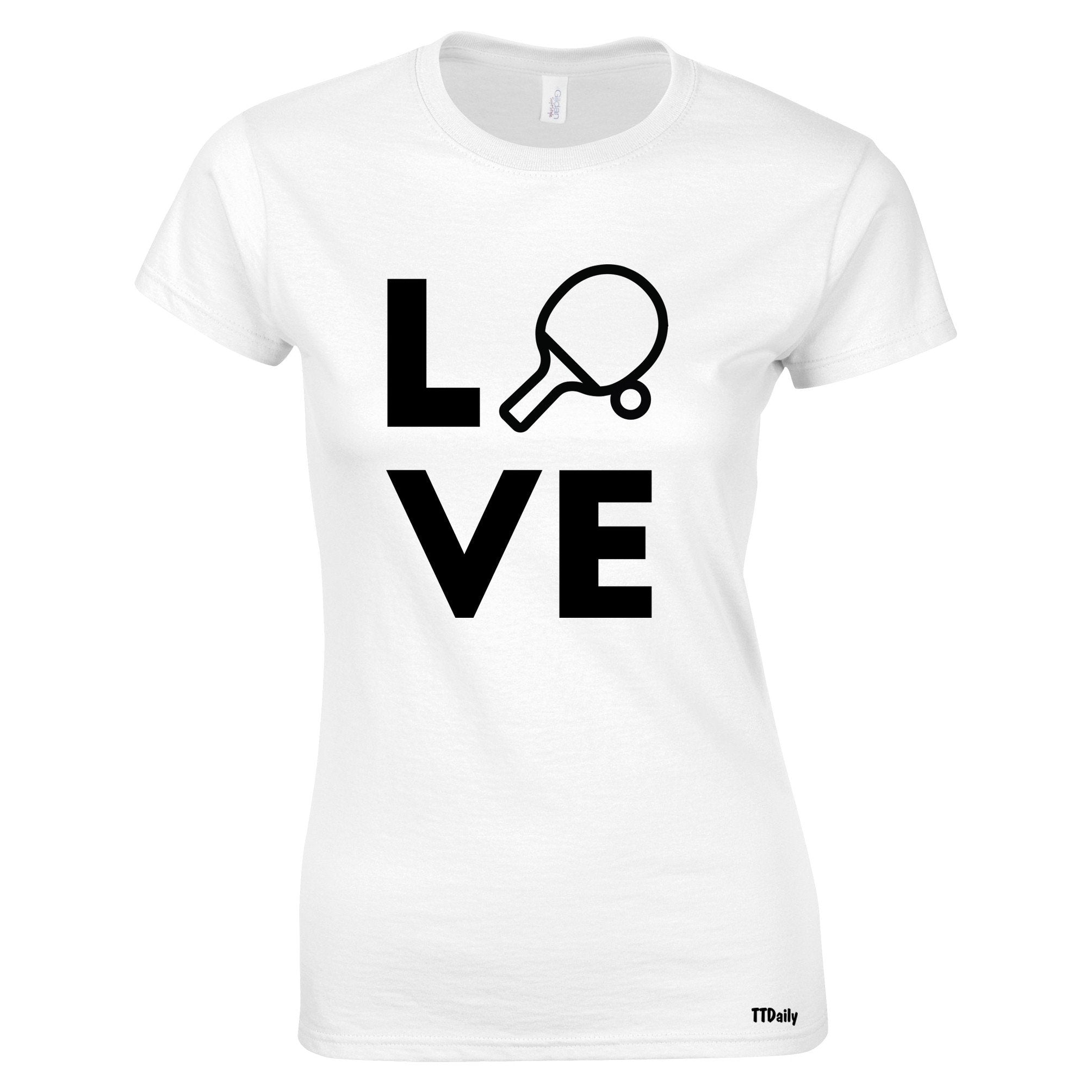 Table Tennis Womens T Shirt Love Blade Ping Pong Player Bat & Ball